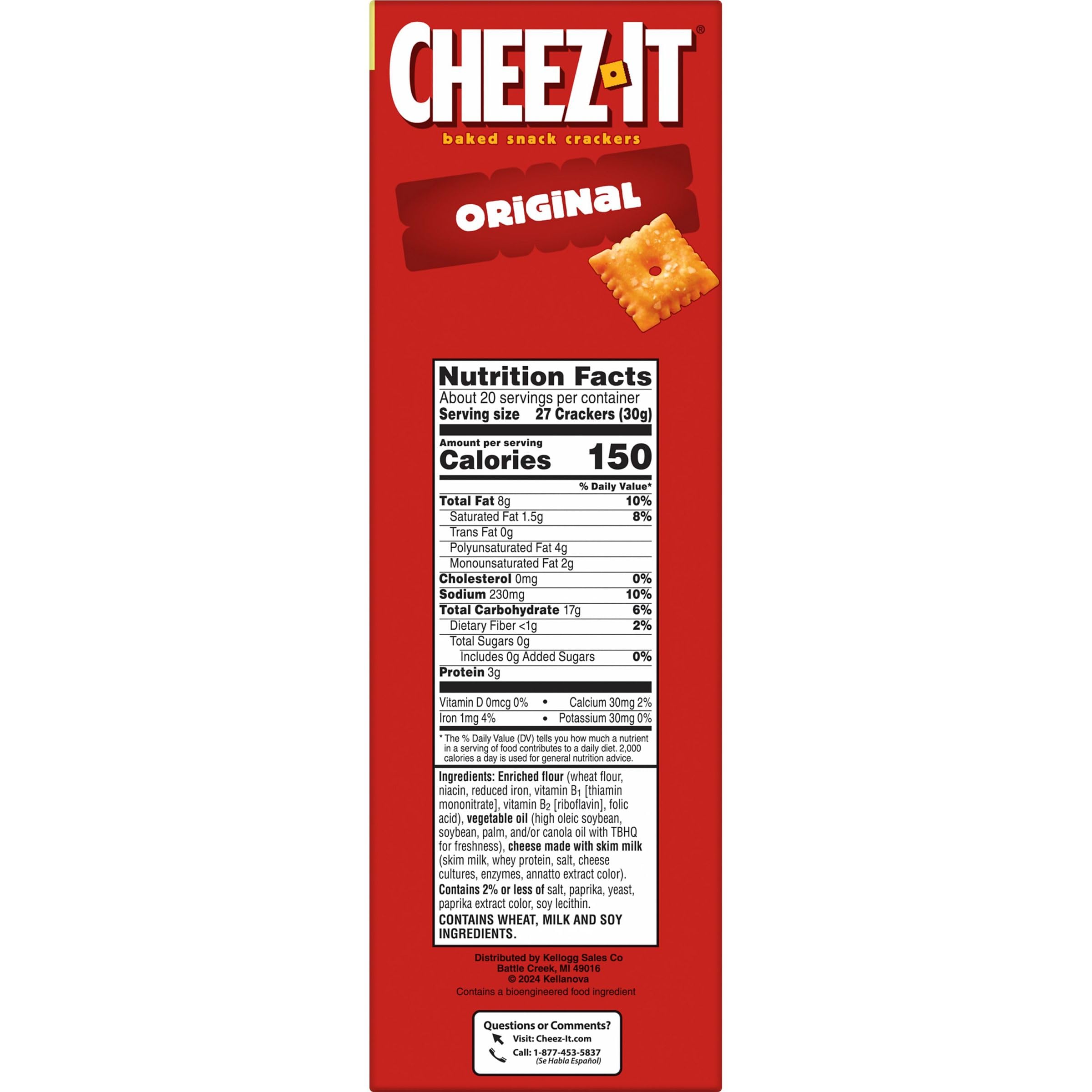 Cheez-It Original Baked Cheese Crackers - Family Size 21oz Box (Pack of 1) | Perfect for School Lunches, Office Snacks & Party Platters