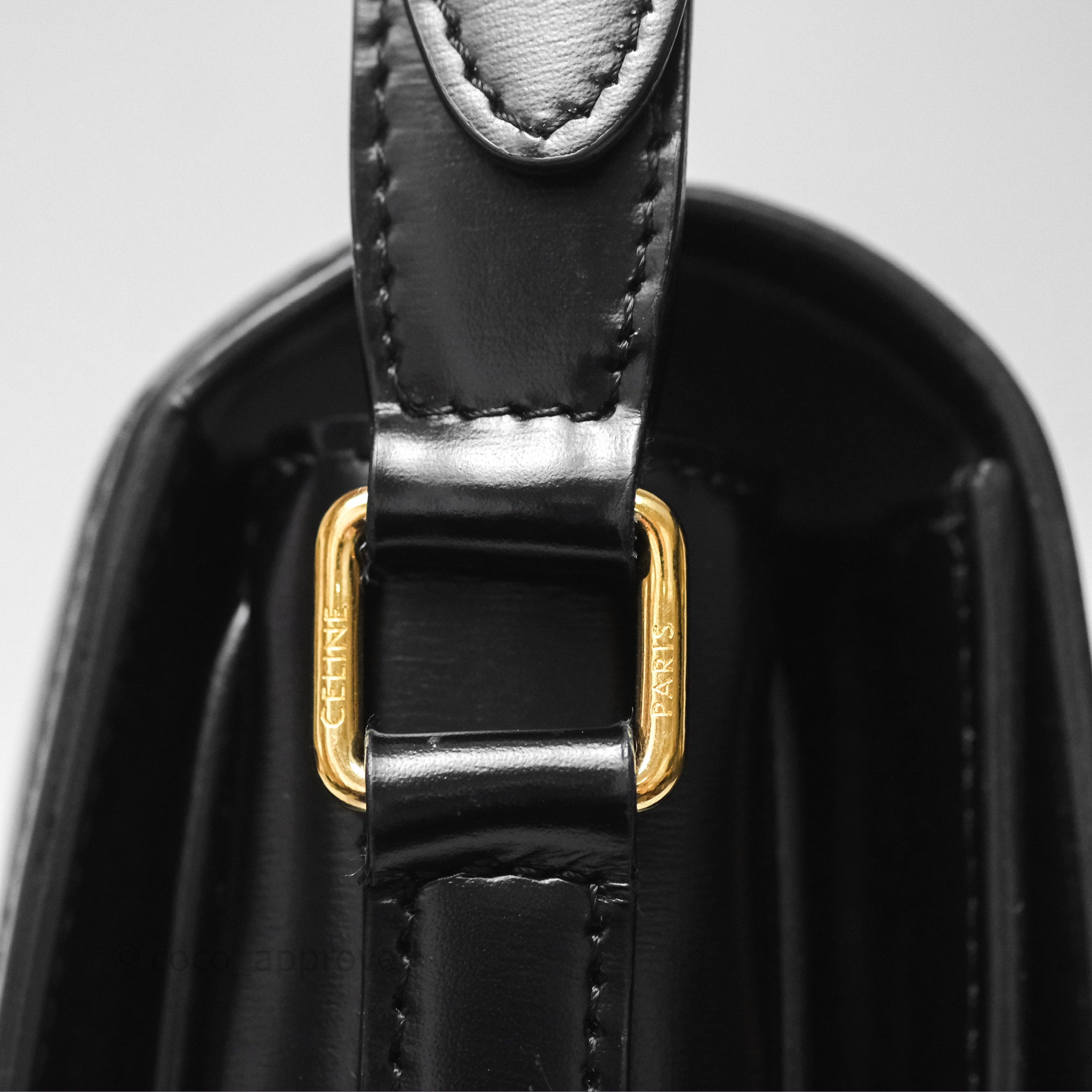 Celine Medium Triomphe Bag in Black Shiny Calfskin Leather - Luxury Designer Handbag for Women, Perfect for Work, Travel & Evening Events