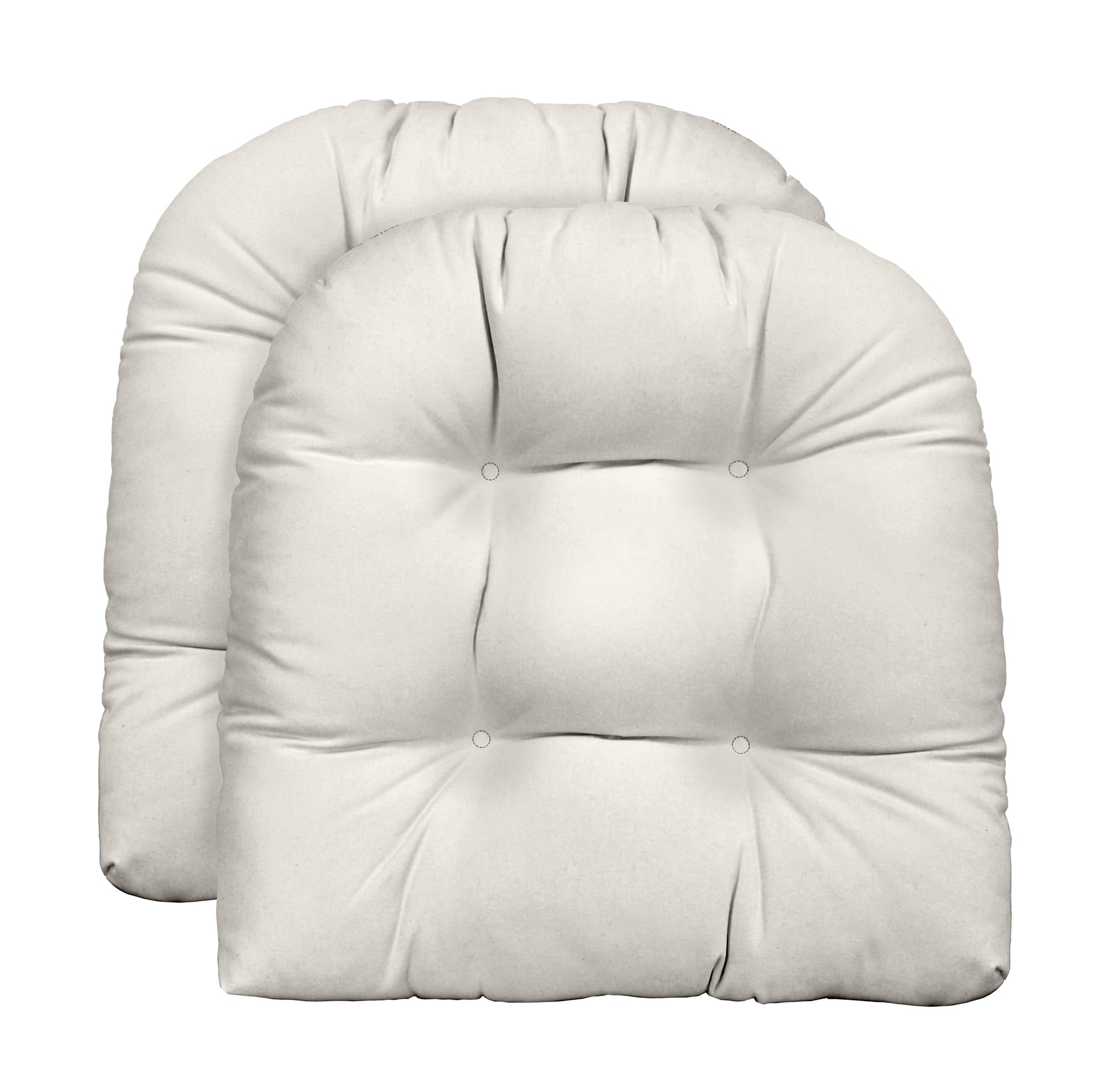 RSH DECOR: Sunbrella Tufted Wicker U-Shape Cushions Set of 2 | 19” x 19” Waterproof & Fade-Resistant Outdoor Seat Cushions | Patio Furniture Cushions for Sofa, Sectional & Lounge Chairs | Perfect for Poolside, Deck & Garden Relaxation | Canvas White