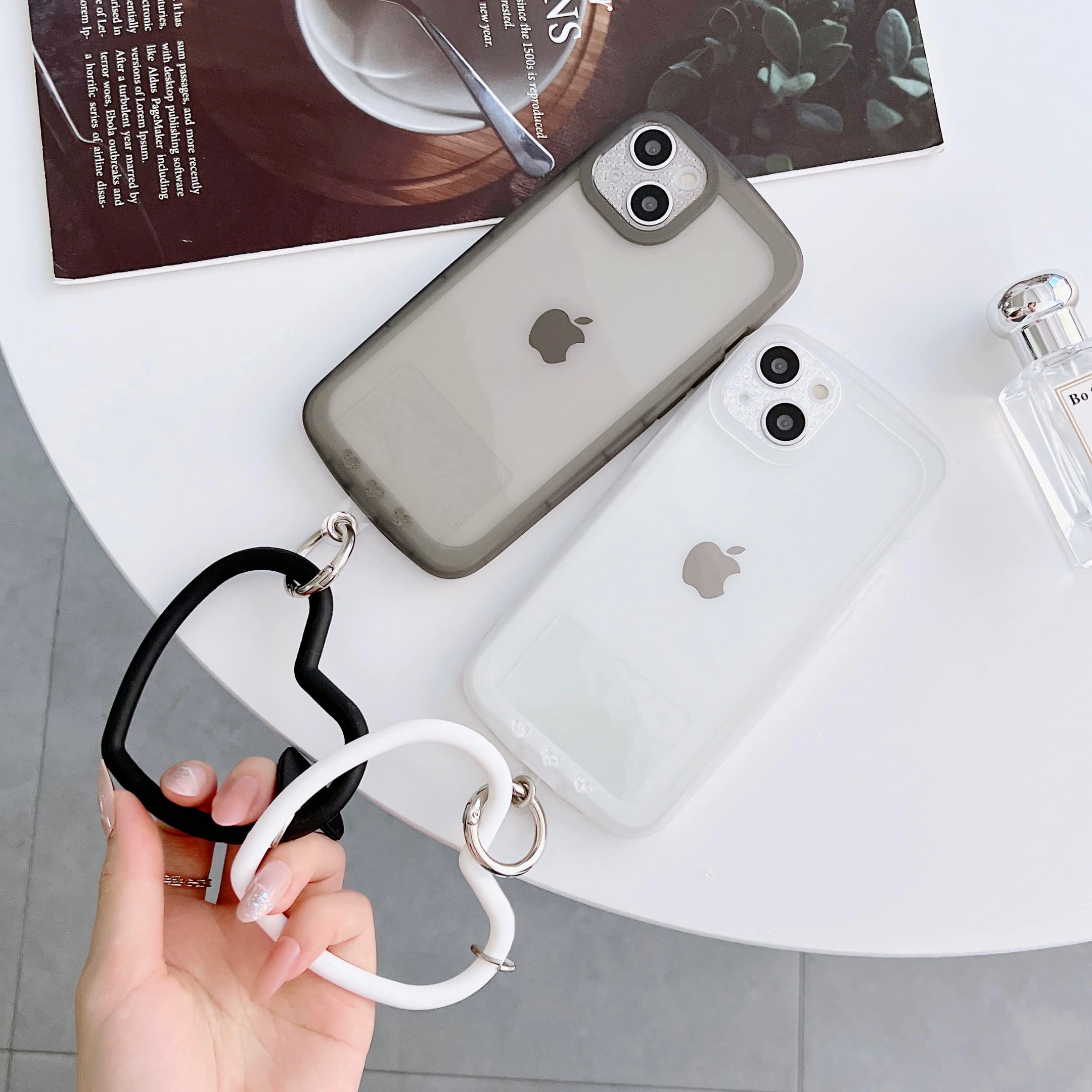 Silicone Heart Loop Phone Lanyard - Adjustable Wrist Strap with Keychain Holder - Universal Phone Case Anchor Compatible with All Smartphones (Beige) - Perfect for Work, Travel, and Outdoor Activities