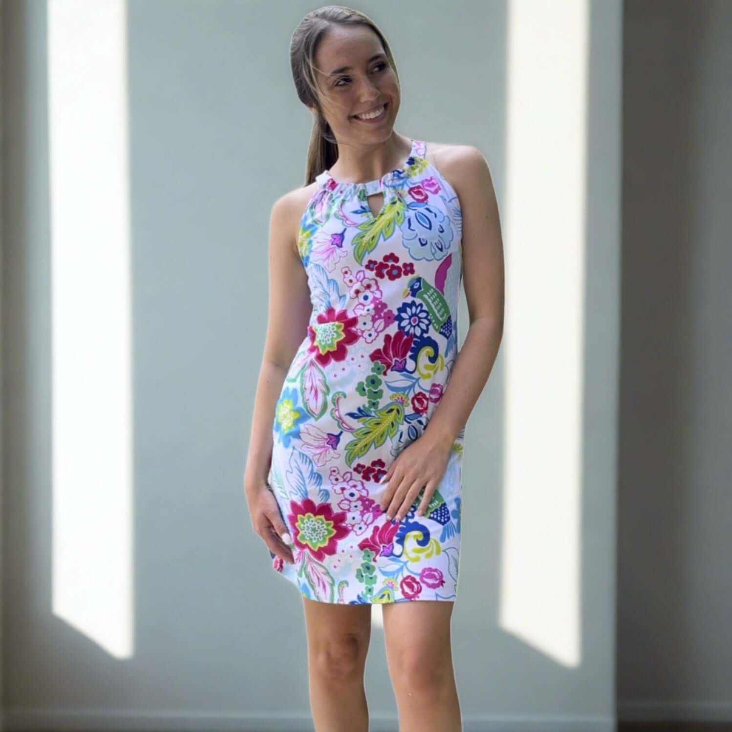 Charleston Dress in Paradise Print - Made in USA - Perfect for Beach Vacations & Summer Parties