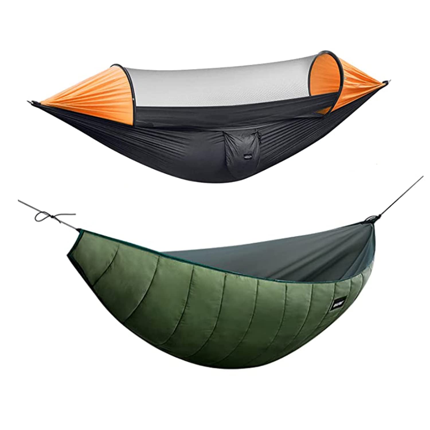G4Free 2-Person Large Camping Hammock with Mosquito Net & 4-Season Underquilt - Lightweight Parachute Hammock for Backpacking, Hiking, Backyard Relaxation & Winter Outdoor Adventures