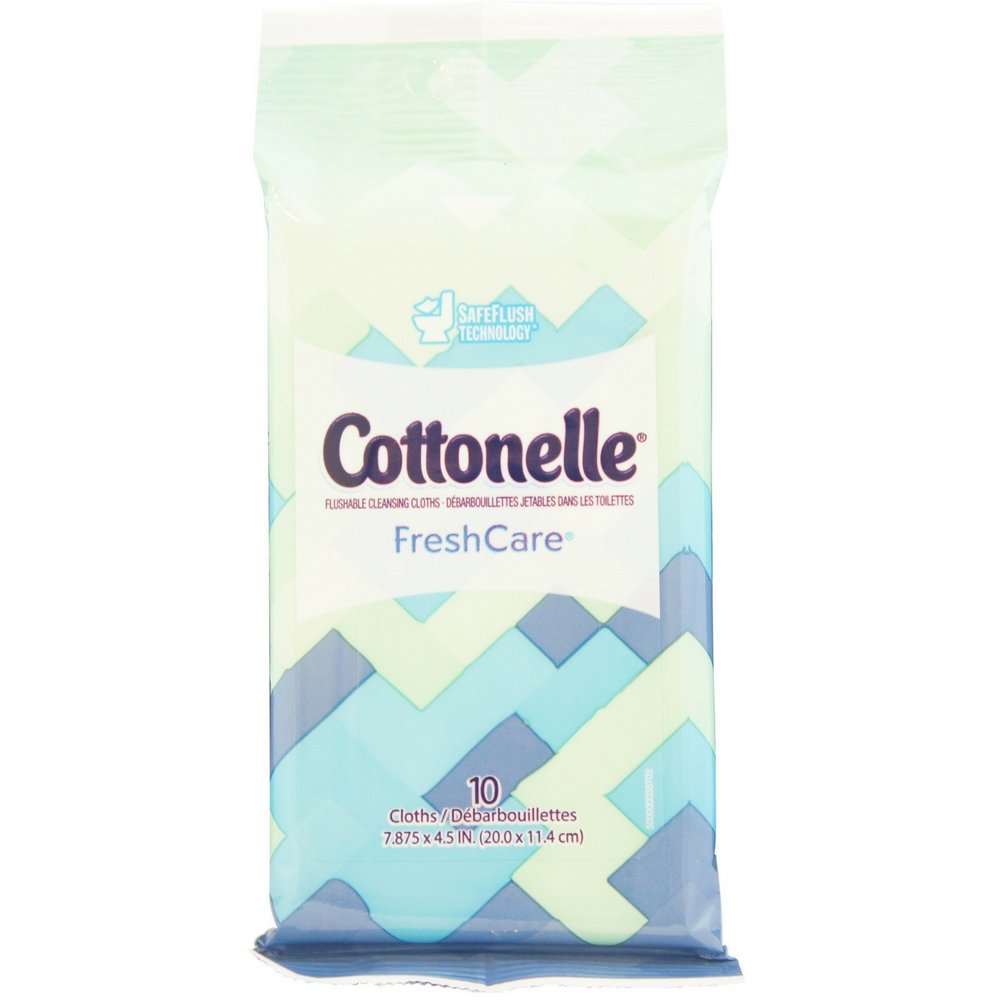 Cottonelle Fresh Care Flushable Wet Wipes | Biodegradable & Septic-Safe | 10 Count (Pack of 2) | Gentle Cleansing for Sensitive Skin | Perfect for Travel, Gym & On-the-Go Hygiene