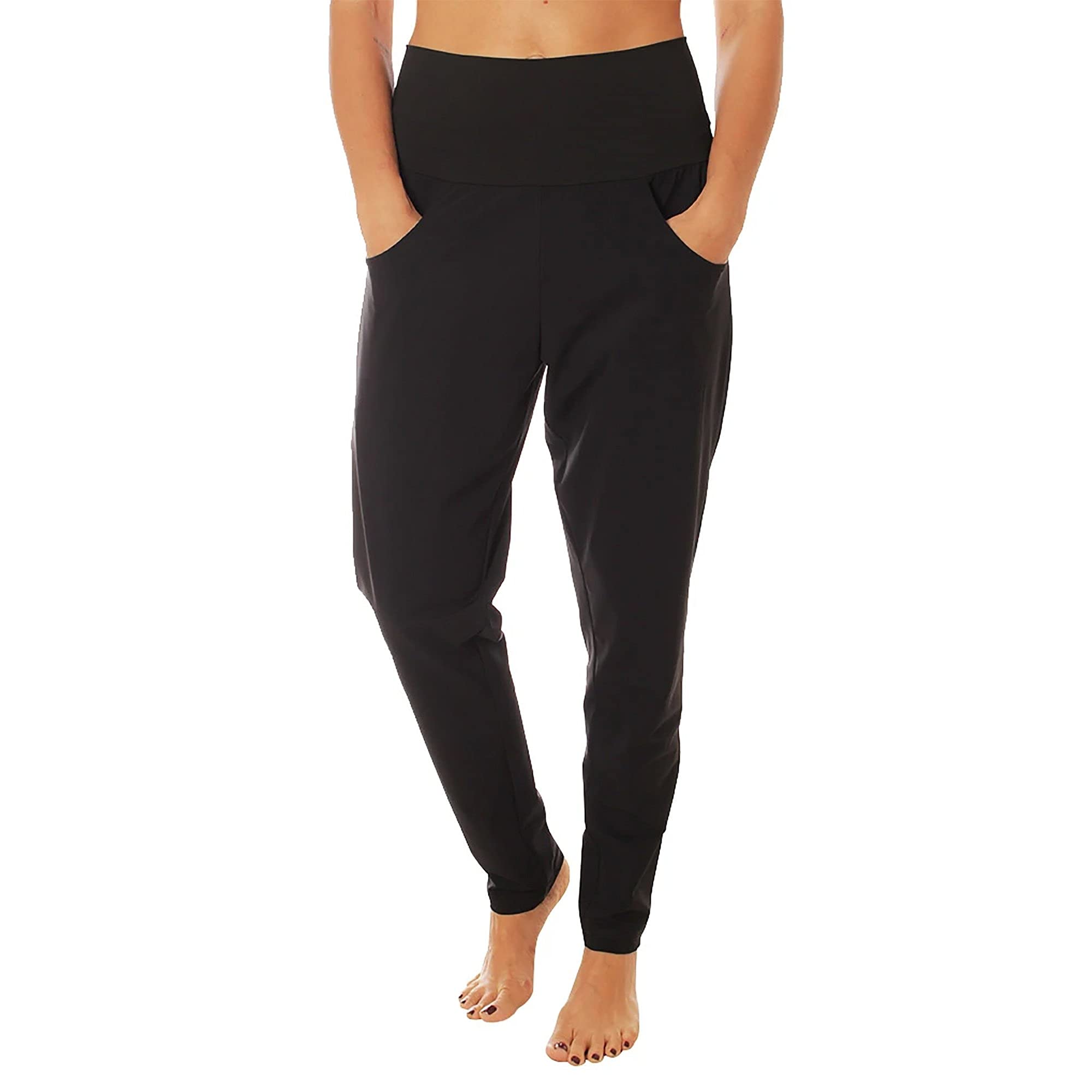 SOFIBELLA Women's Lounge Pants - Soft Comfortable Stretchy Black Yoga Pants for Home, Workout & Relaxation