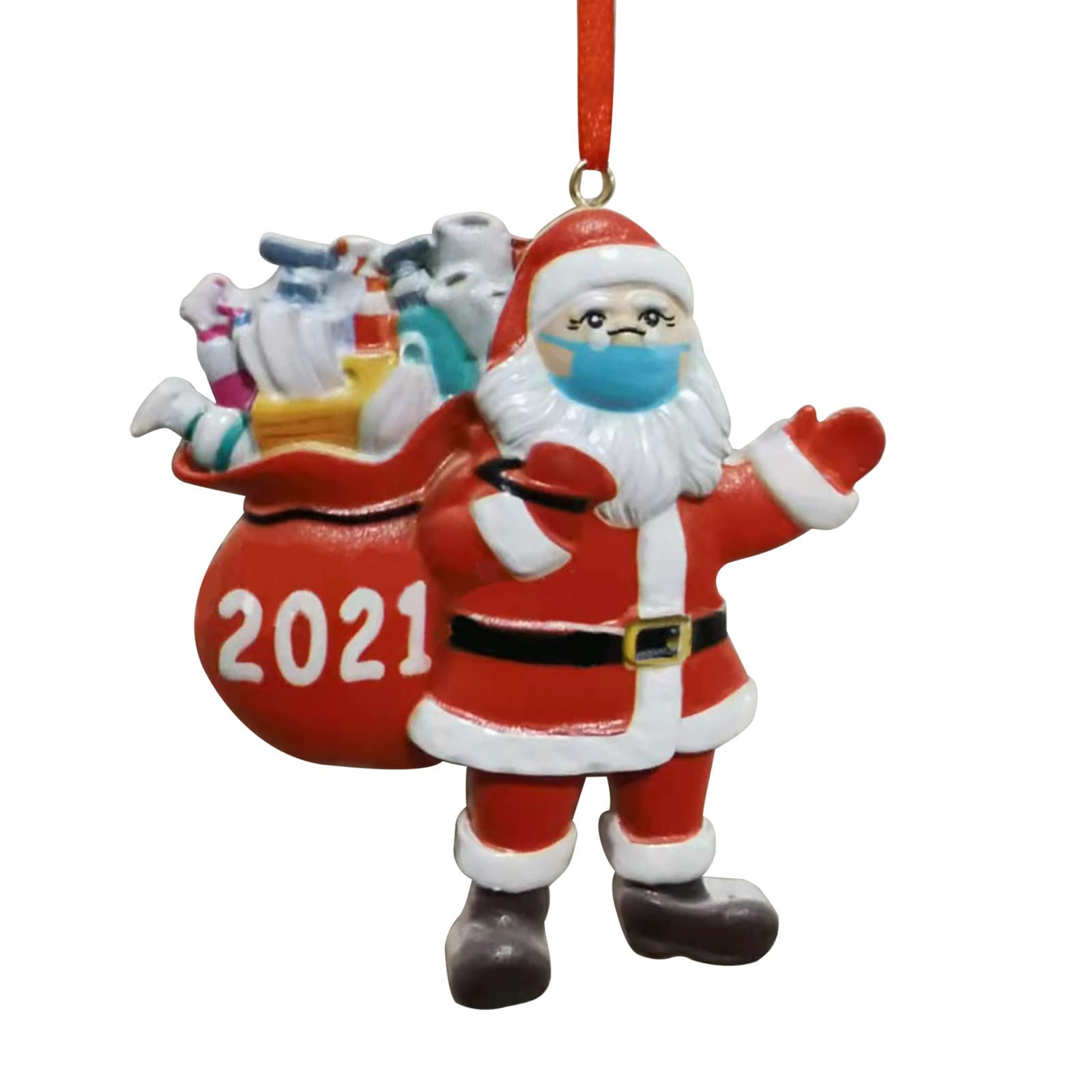 2021 Christmas Santa Face Mask Ornament - Festive Hanging Tree Decor for Home, Car Mirror & Holiday Party Decorations | Perfect for Xmas Gifts, Stocking Stuffers & Seasonal Celebrations