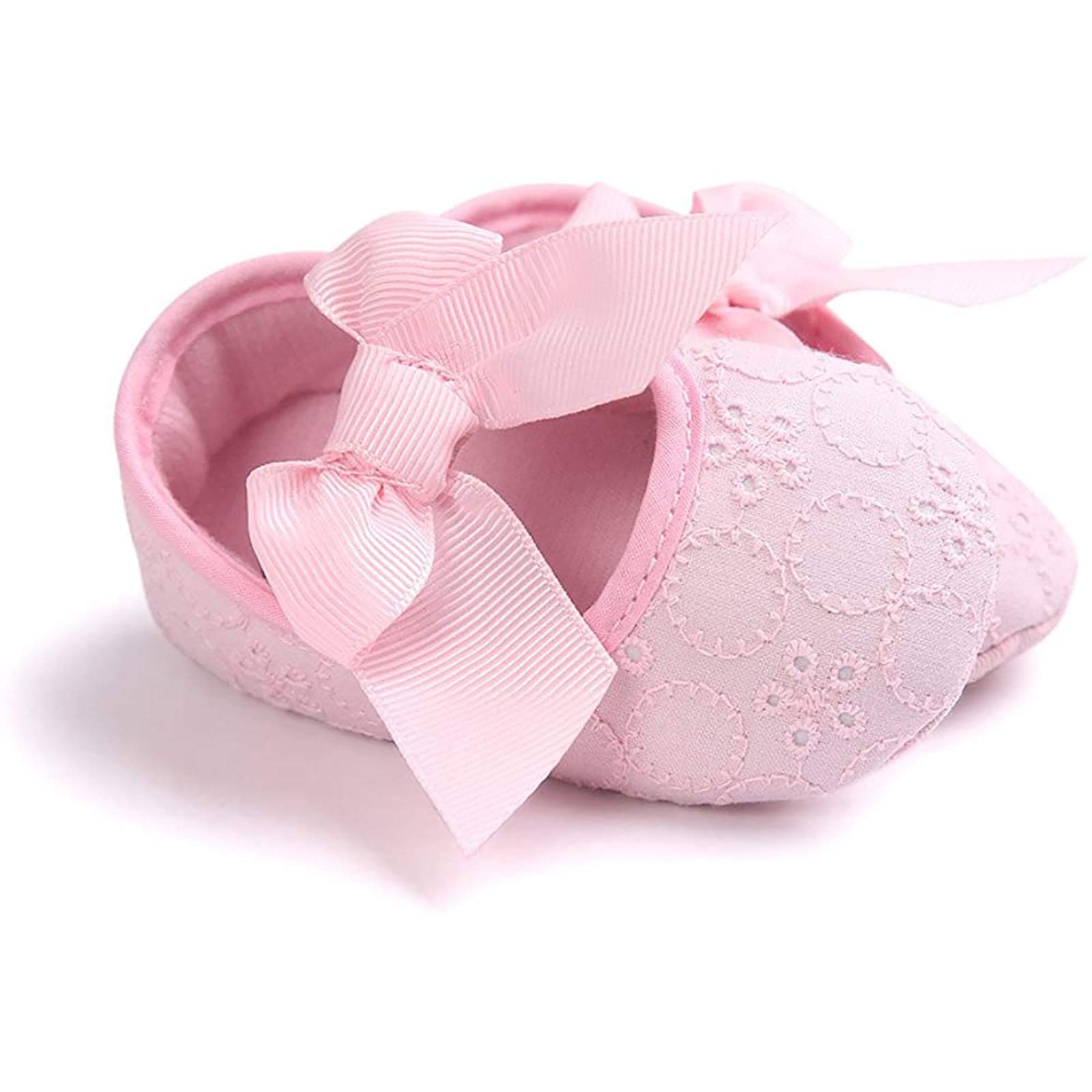 Lykmera Soft Embroidered Bow Princess Baby Shoes for Girls - Pink Toddler Shoes for 6-12 Months | Comfortable First Walking Shoes for Infants, Perfect for Special Occasions & Daily Wear