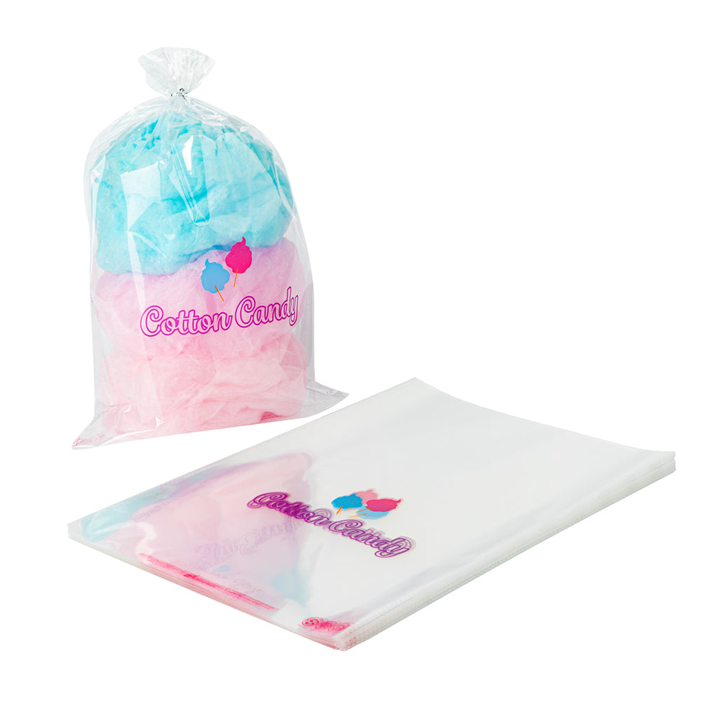 Clear Plastic Cotton Candy Bags 12x18 Inches - 100 Count Box | Bulk Packaging for Candy, Concessions & Party Favors