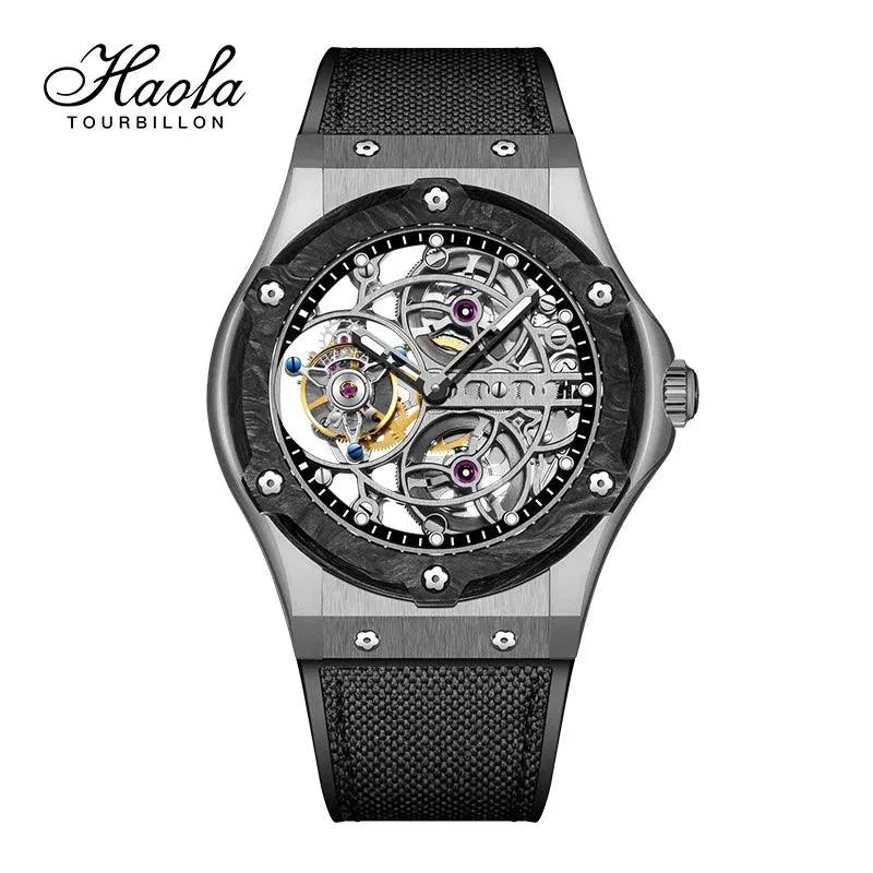 Haofa Luxury Men's Skeleton Tourbillon Mechanical Watch with Sapphire Crystal & Carbon Fiber Case - Premium 1918 Collection | Perfect for Business Meetings, Formal Events & Gift Giving