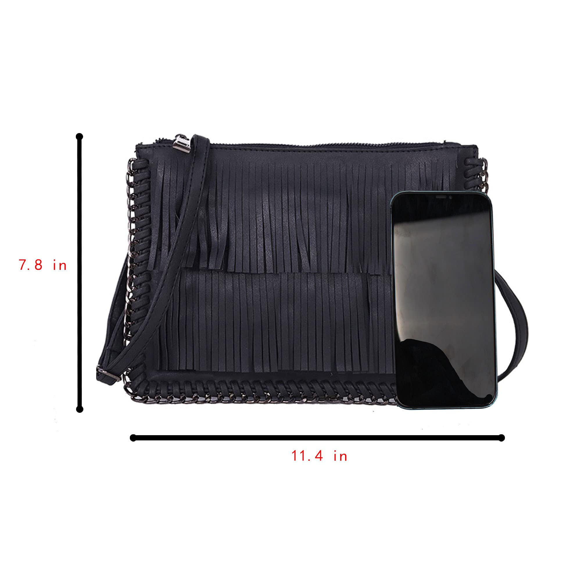 Bohemian Fringe Tassel Messenger Bag for Women - Vintage Hippie Shoulder Bag & Crossbody Purse - Perfect for Music Festivals, Travel and Casual Outings