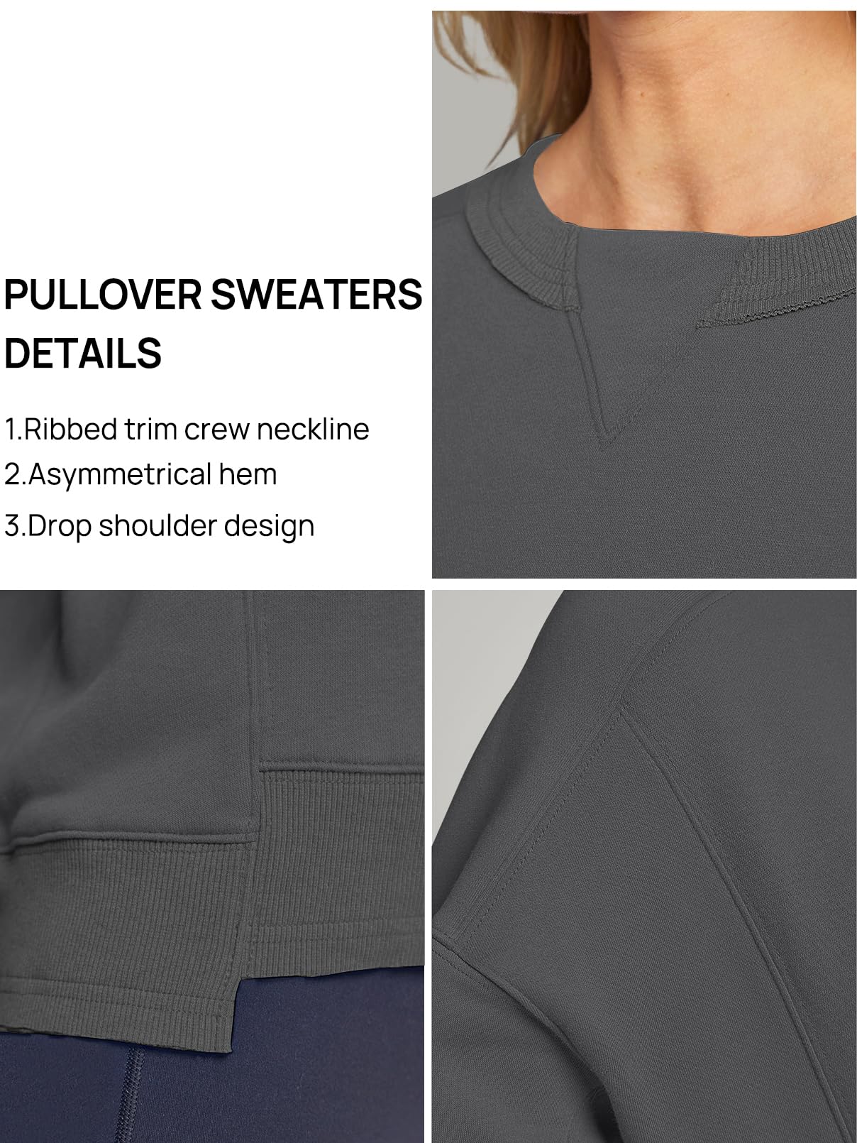 MEROKEETY Women's Oversized Cropped Sweatshirt - Fleece Crewneck Pullover for Workout & Fall Fashion | Casual Loungewear, Gym Essentials & Streetwear Outfits