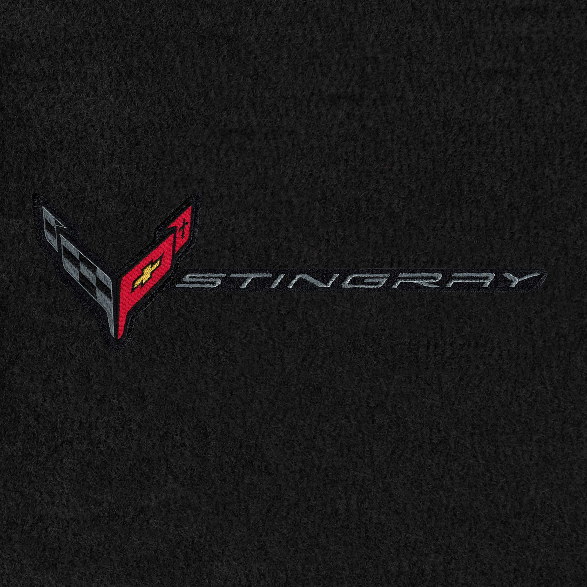 Premium Custom-Fit Carpeted Floor Mats for Corvette C8 2020-2024 - Luxury Car Floor Liners (2PC Combo with Carbon Stingray Logo, Charcoal) - Perfect for Daily Driving & Car Shows