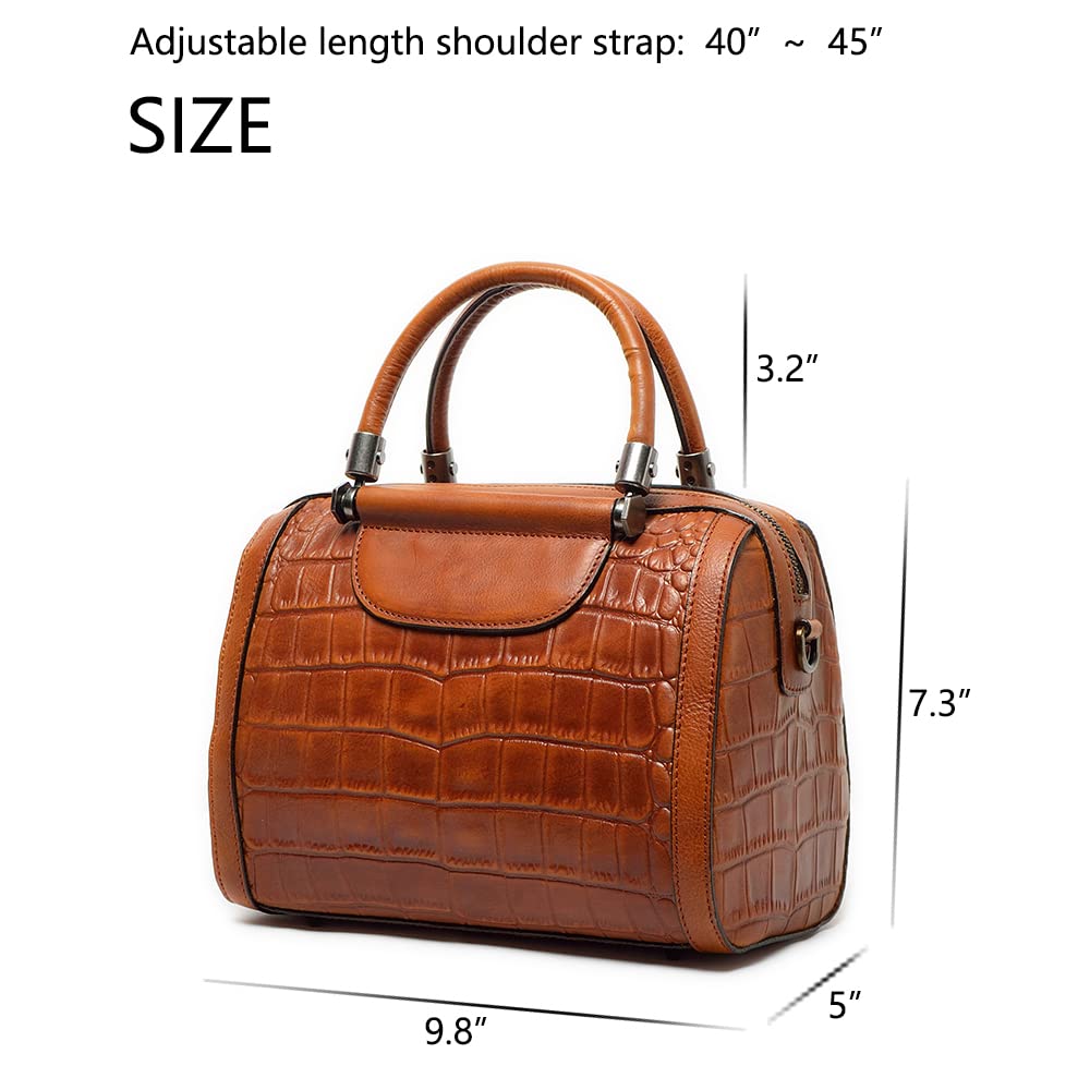 Luxury Women's Leather Crocodile Print Hobo Shoulder Bag - Fashionable Cowhide Handbag for Work, Travel & Evening Out