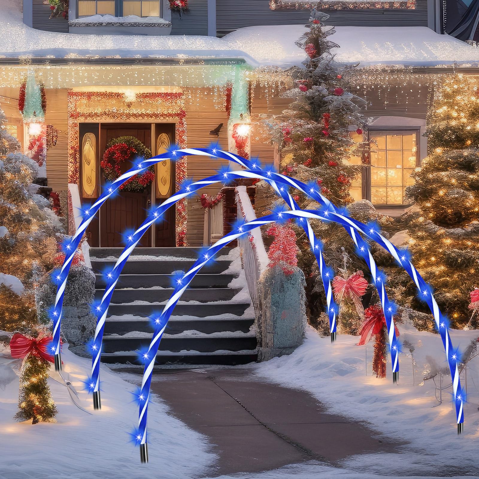 VIHOSE 10ft Christmas Candy Cane Light Arch - Outdoor LED Holiday Decor with 8 Flashing Modes - Waterproof Xmas Pathway Lights for Yard, Lawn, Wedding, and Party Decoration - Perfect for Christmas, Halloween, and Winter Festival Decorations