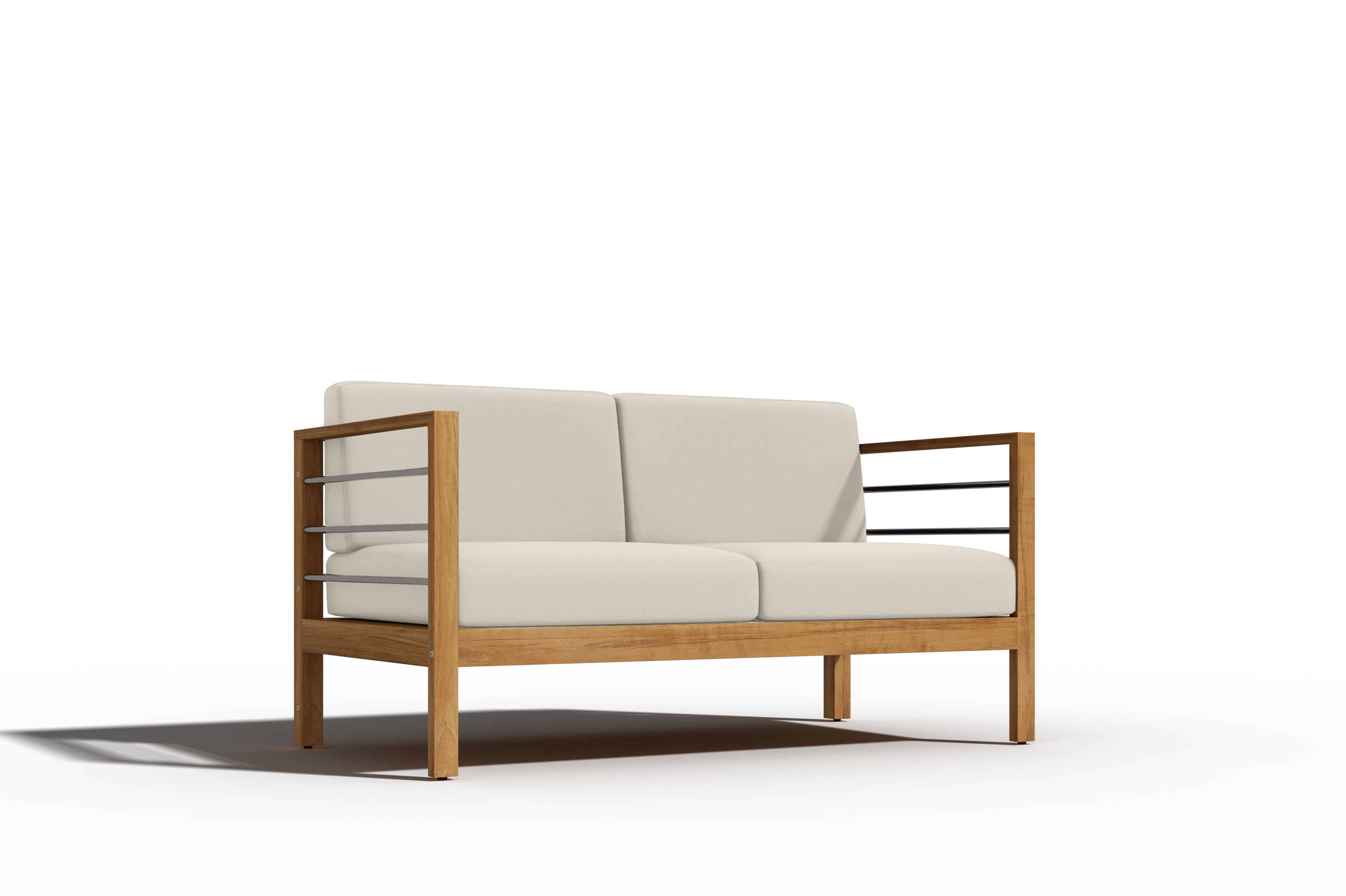 Leon 3-Person Teak Outdoor Sofa with Sunbrella Canvas Cushion - Waterproof Patio Furniture for Garden, Poolside & Backyard Relaxation