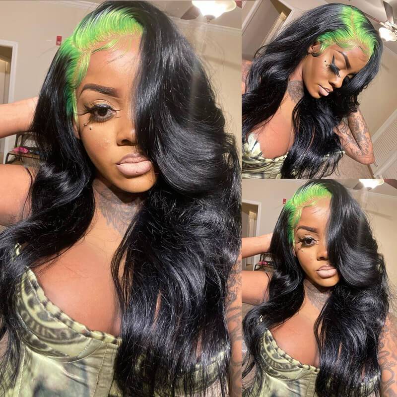 Eullair Colored Roots on Black Hair Blonde Human Hair Wig - Body Wave Lace Frontal Wigs for Women | Perfect for Cosplay, Daily Wear & Special Occasions