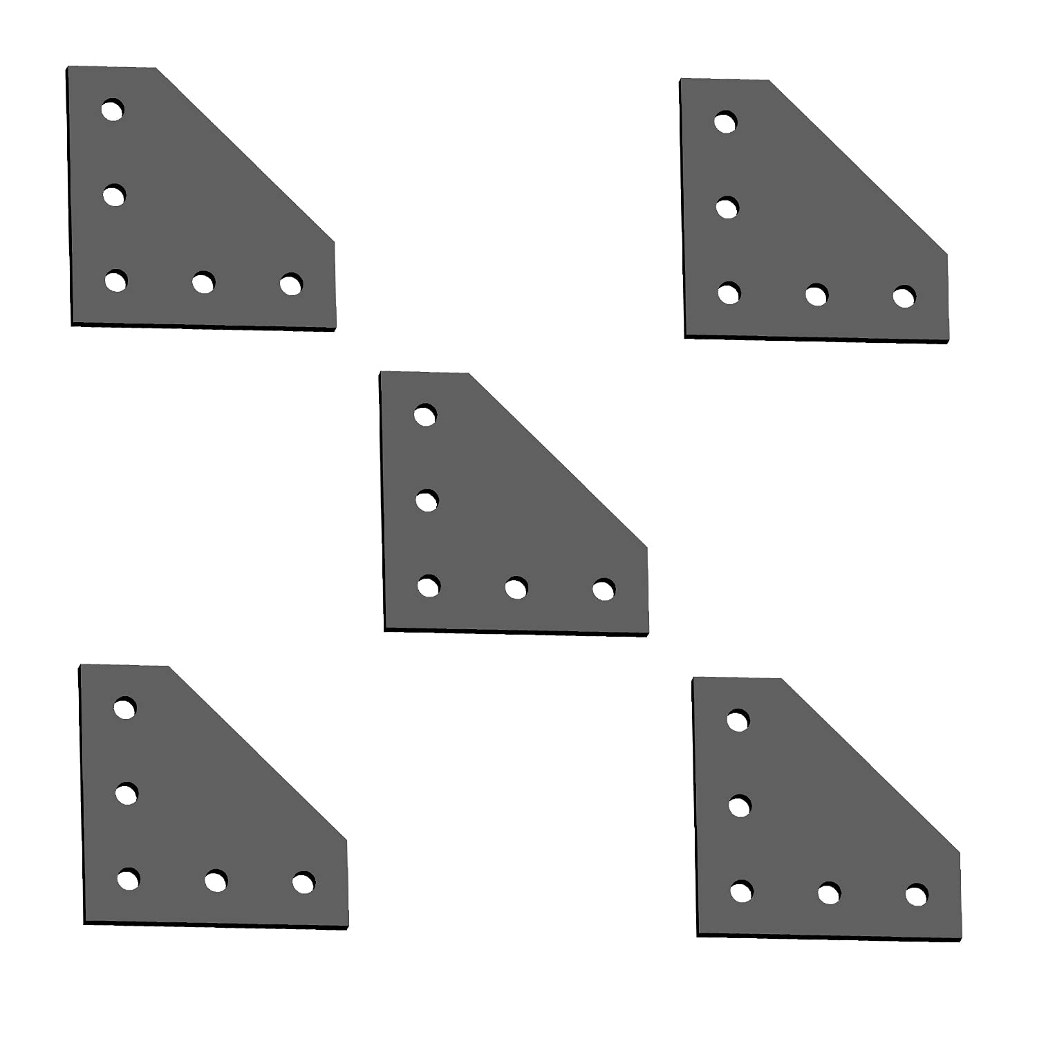 Aopin 2020 Series 5-Hole Anodized Black Aluminum Alloy Joining Plate for 3D Printer Frame - 5Pcs Set | Perfect for DIY 3D Printer Assembly & CNC Machine Building