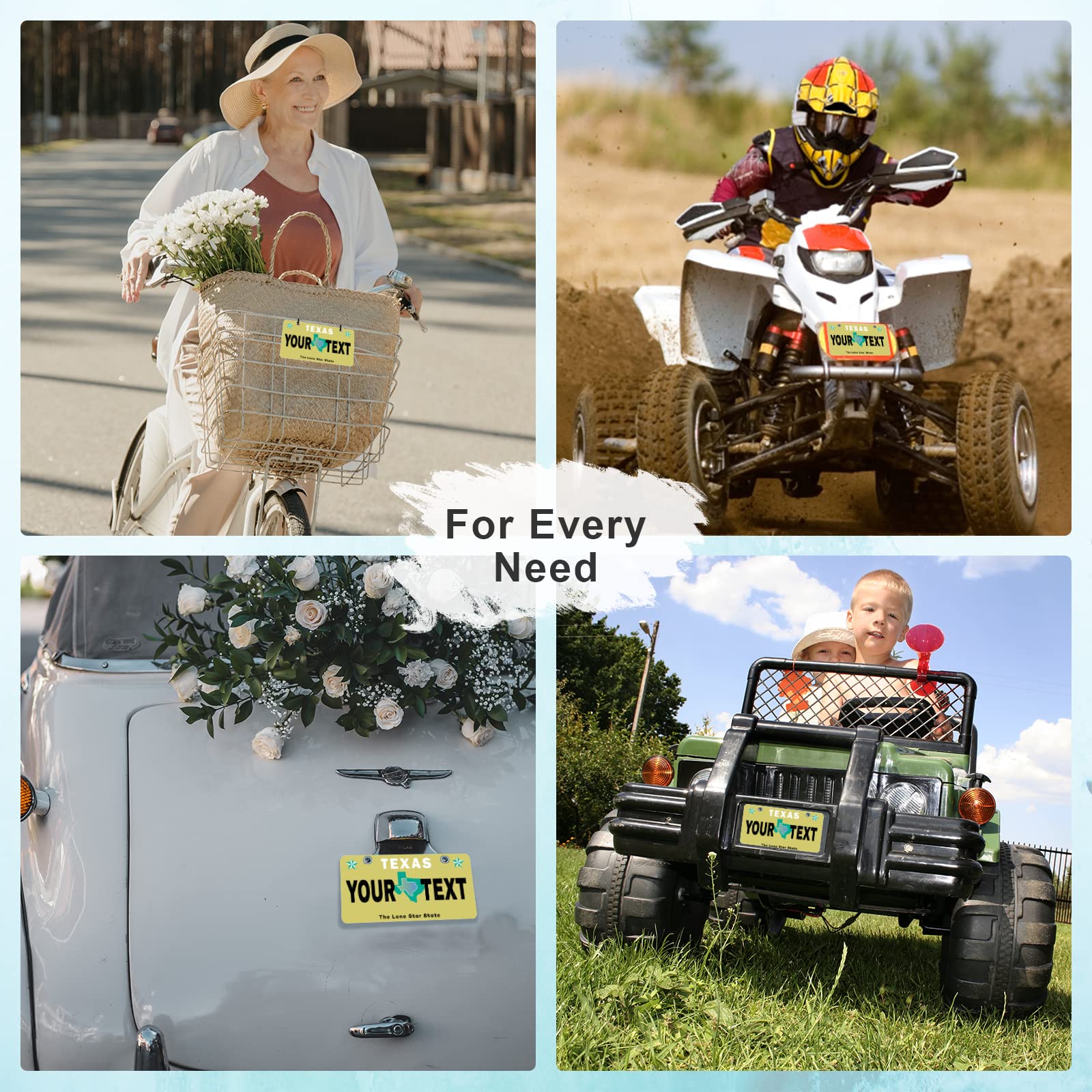 Custom Texas Mini License Plate 6x3 Inch - Personalized Kids Toy Car, Bicycle, Scooter, Golf Cart, Motorcycle & ATV Decorative Plate - Perfect for Gifts, Room Decor & Vehicle Customization