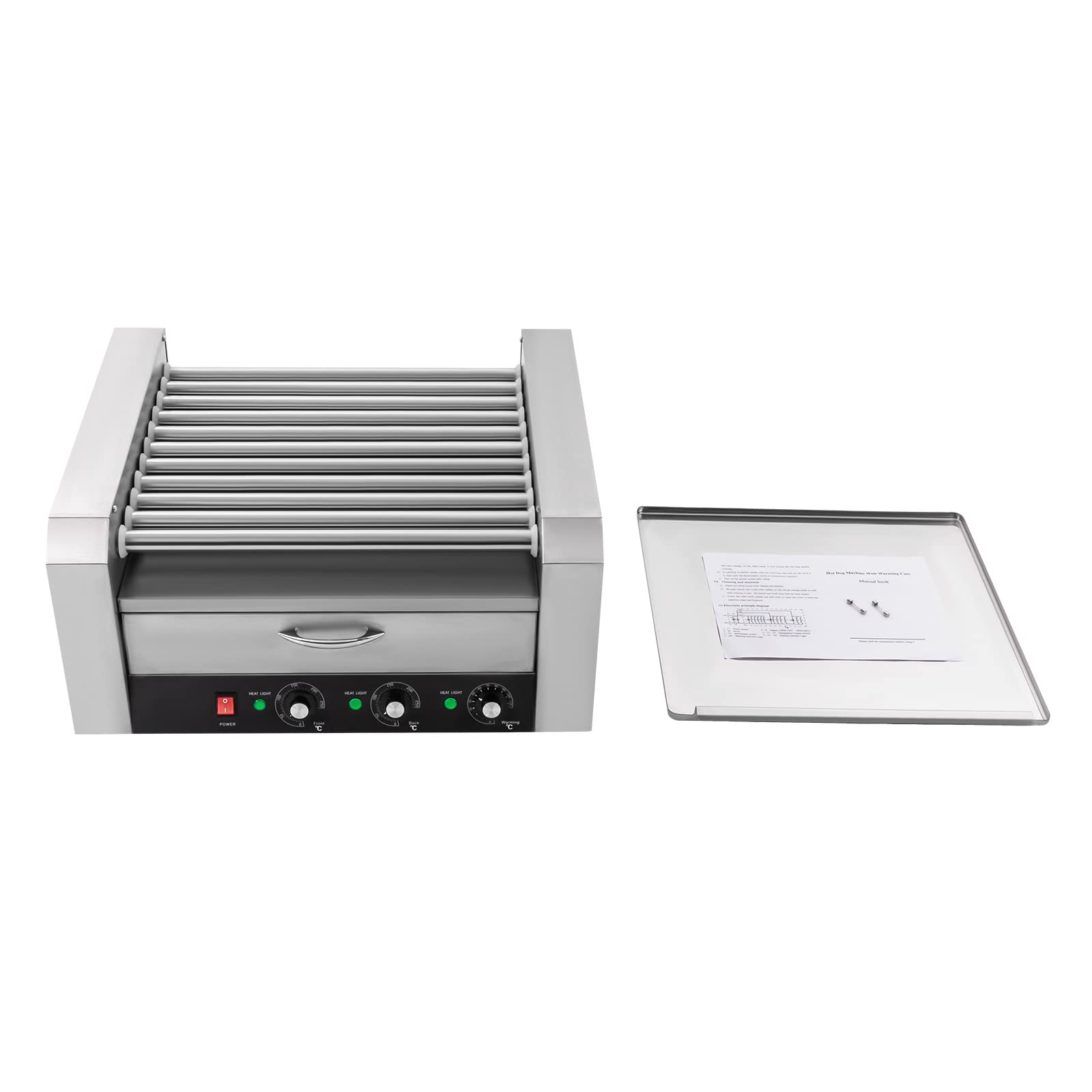 Commercial Hot Dog Machine with Bun Warmer - 30 Hot Dog Roller Grill Cooker 1560W for Shop, Snack Bar, Restaurant, Food Truck & Outdoor Events - Perfect for Fast Food Service, Carnivals & Concession Stands