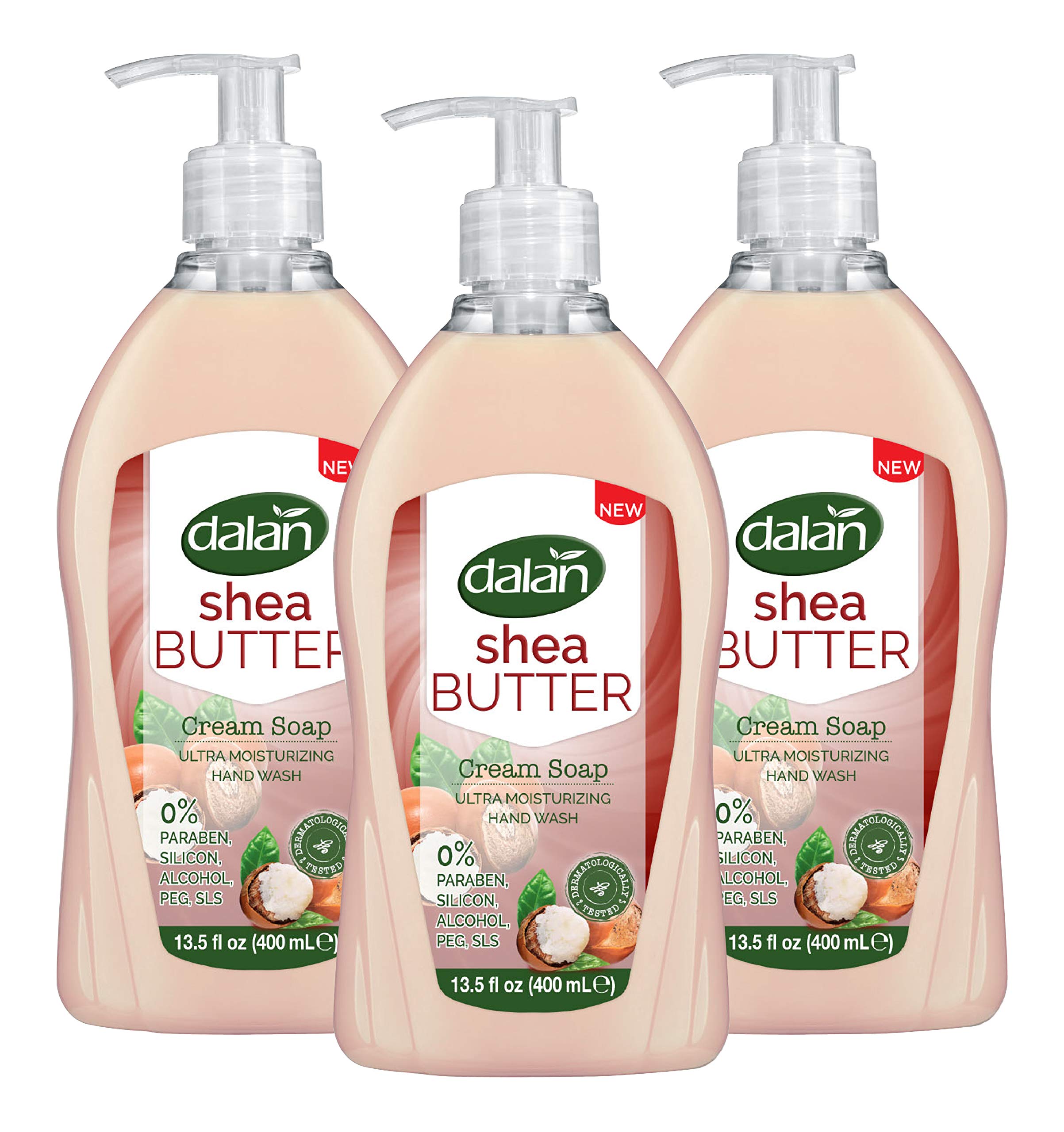 Organic Shea Butter Hand Soap - Ultra Moisturizing Liquid Soap for Dry & Normal Skin | Fresh, Clean & Soft Feeling | 13.5 Fl Oz (400mL) Pack of 3 | Gentle Hand Wash for Daily Use at Home, Office & Travel