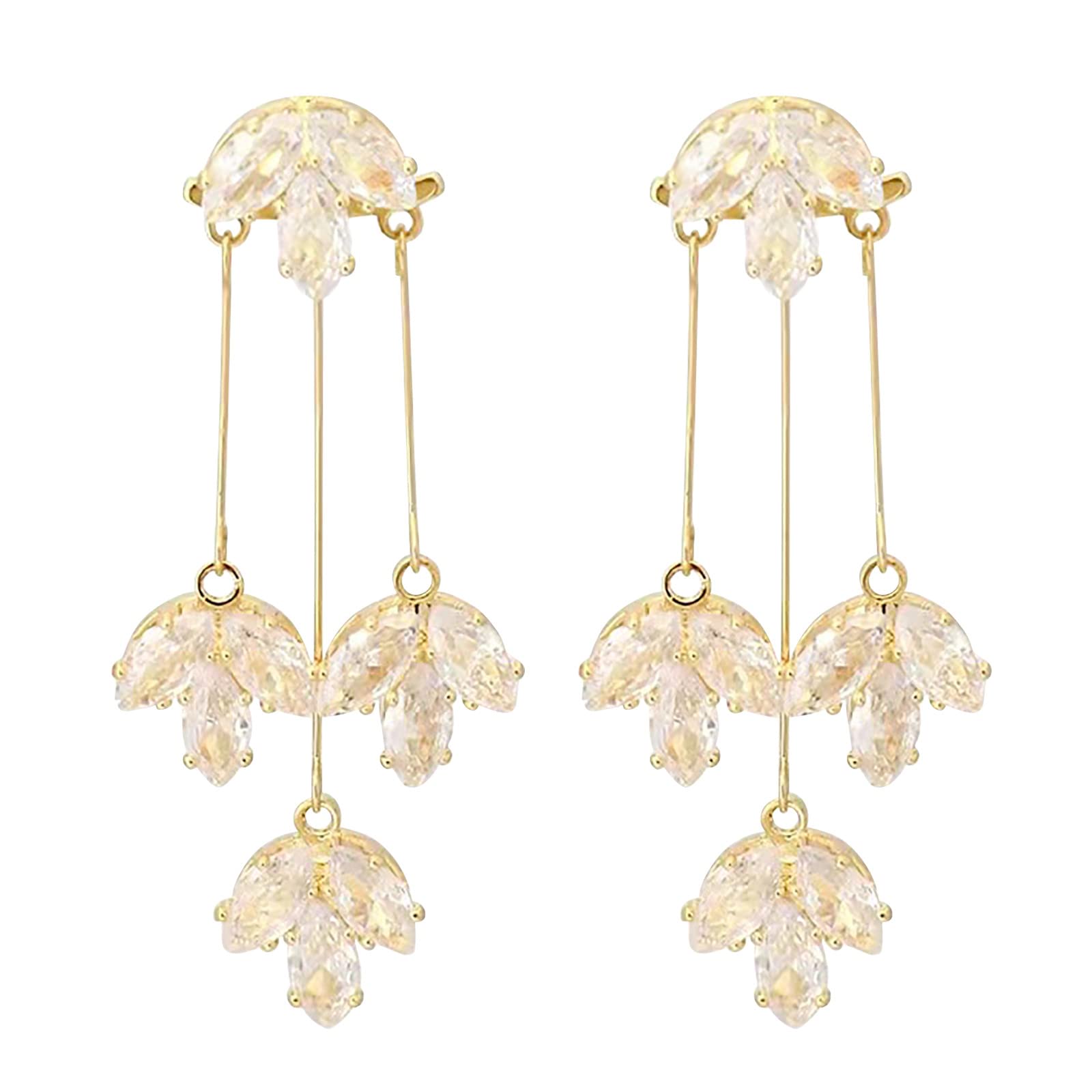 Elegant Tassel Leaf Earrings for Women - Luxury Maple Leaf Design with Diamond Accents, Hoop Earrings Set | Perfect for Parties, Weddings & Everyday Wear