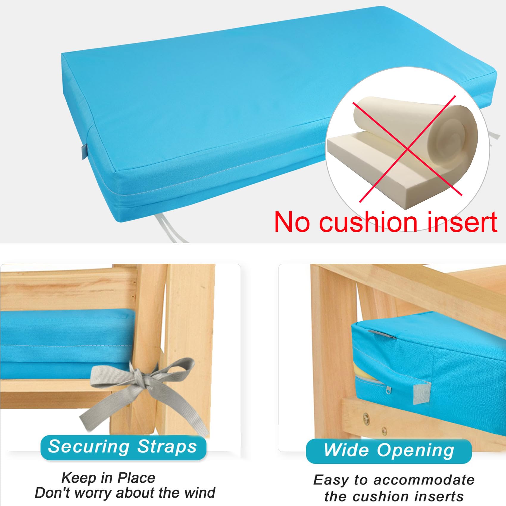 NettyPro 59-Inch Outdoor Patio Bench Swing Loveseat Cushion Covers - Water Resistant & UV Protection Slipcovers with Zipper - Perfect Replacement Covers for Garden, Backyard, Poolside & Patio Furniture