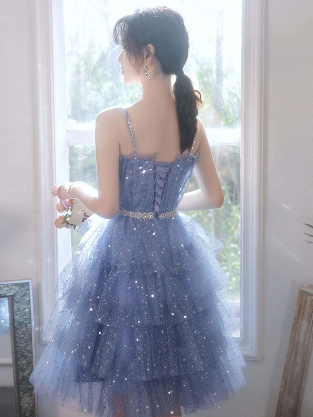 Short Puffy Blue Prom Dress - Tulle Short Blue Homecoming Party Dress for Teens, Sweet 16, Quinceañera & Special Occasions | Perfect for Dances, Photos & Formal Events