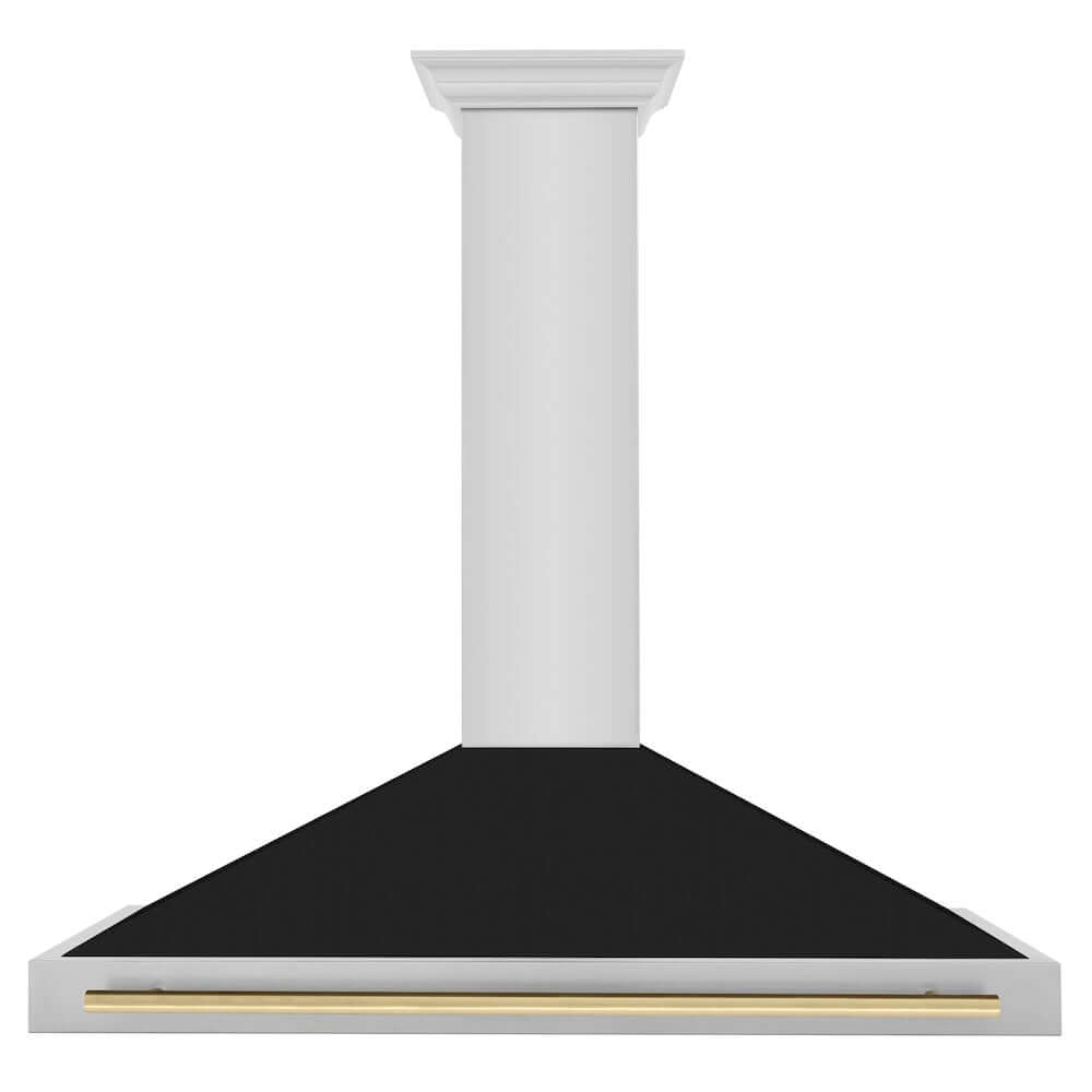 ZLINE Autograph Edition 48-inch Stainless Steel Range Hood - Convertible Kitchen Vent Hood with Black Matte Finish & Accent Handle (KB4STZ BLM48) | Professional Grade for Modern Kitchens, Restaurants & Open-Concept Homes
