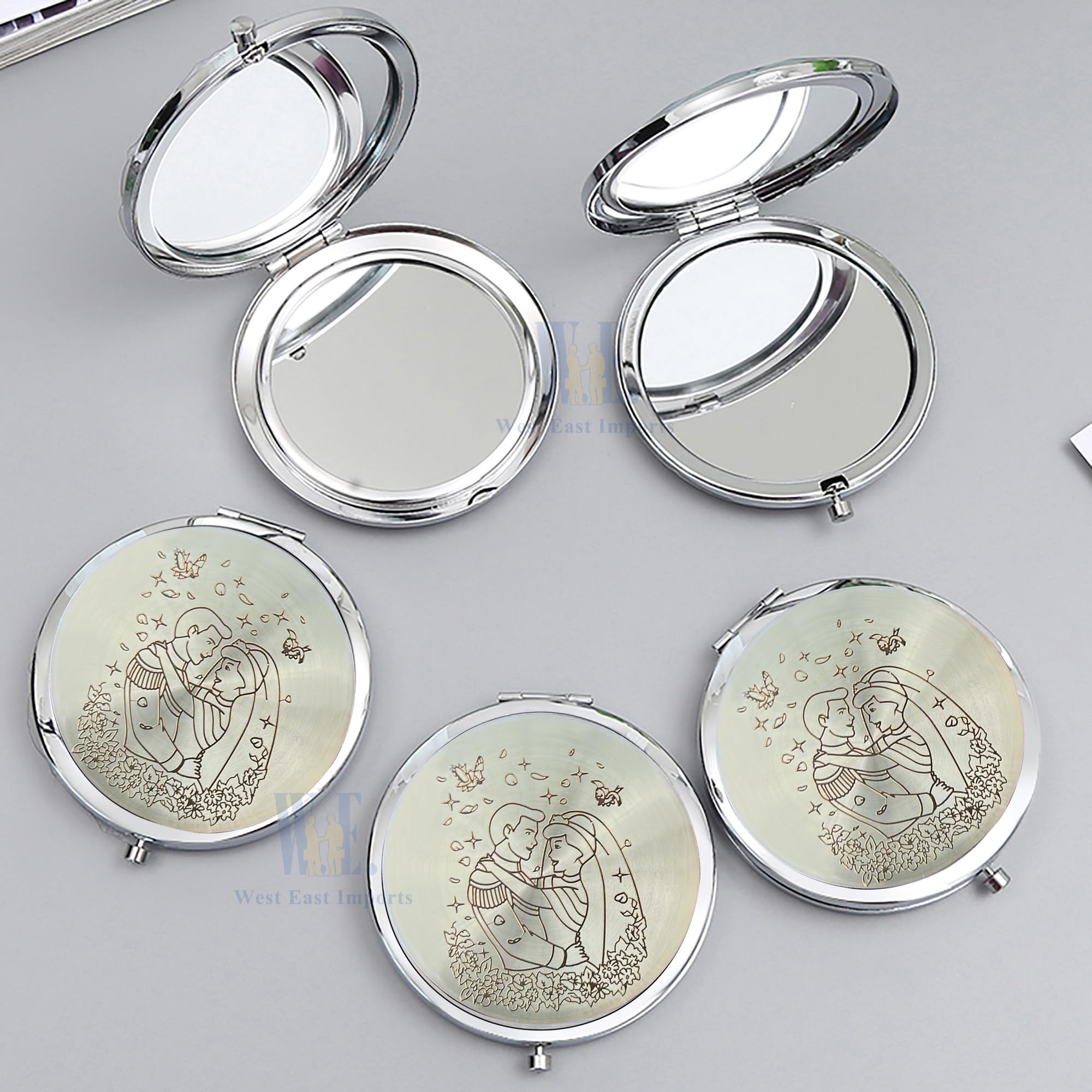 12PCS Elegant Compact Wedding Favors - Bride & Guest Gift Set with Mirror for Purse, Travel & Special Occasions