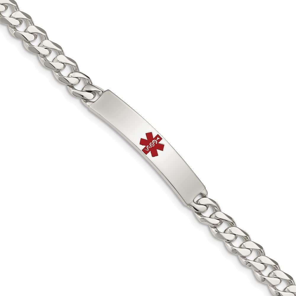 Sterling Silver Polished Medical ID Bracelet for Women - Elegant Curb Link Design, Durable & Hypoallergenic - Perfect for Everyday Wear, Work, and Emergency Identification