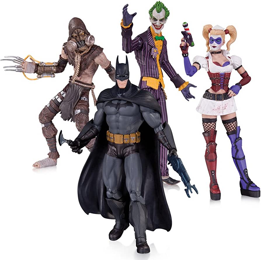 Batman Arkham Asylum 4-Pack Action Figure Set - Sealed DC Collectibles for Display & Collection | Perfect for DC Fans & Comic Book Collectors