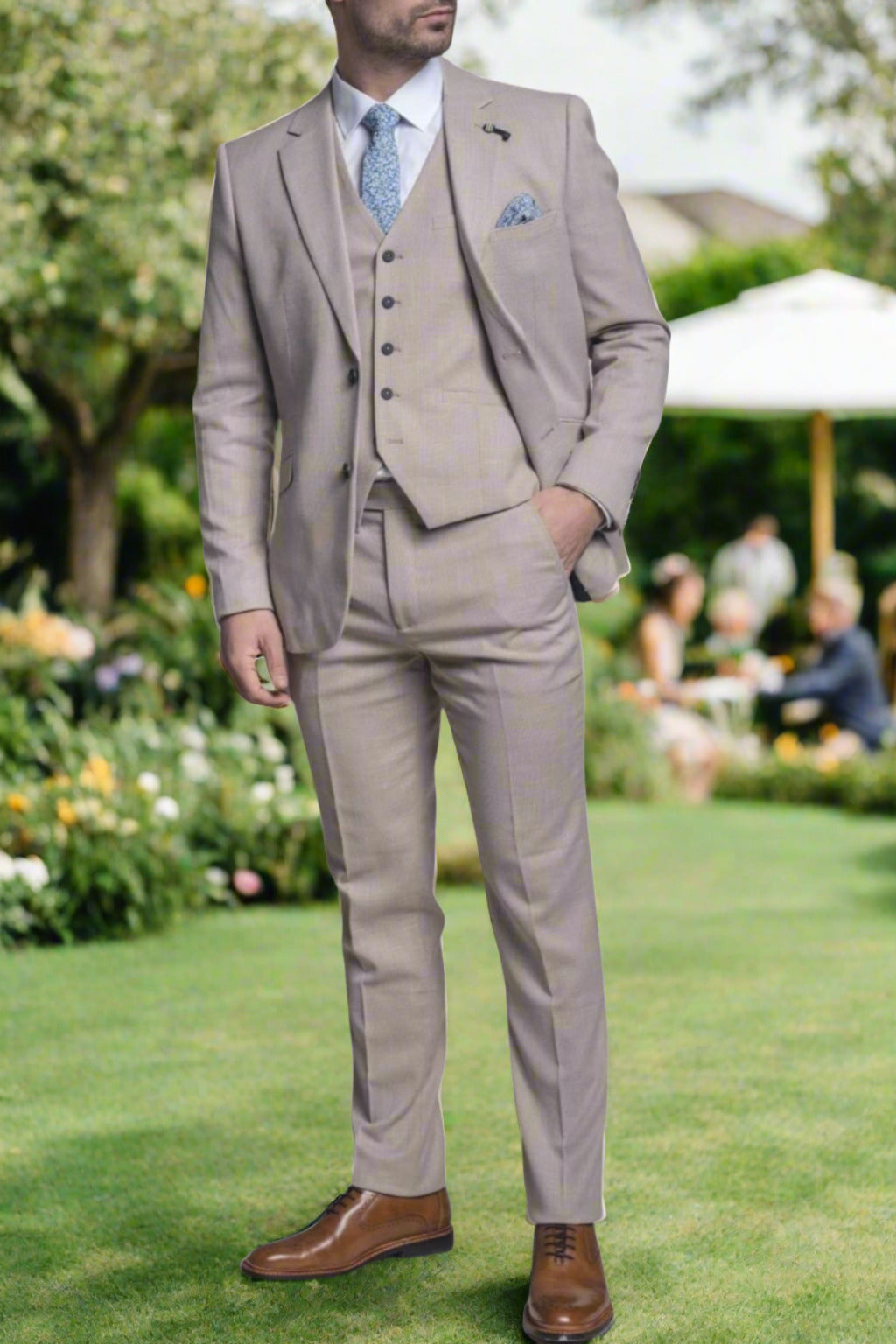Cavani Miami Beige 3 Piece Suit for Men | Premium Wedding, Business & Formal Attire | Perfect for Special Occasions & Professional Events