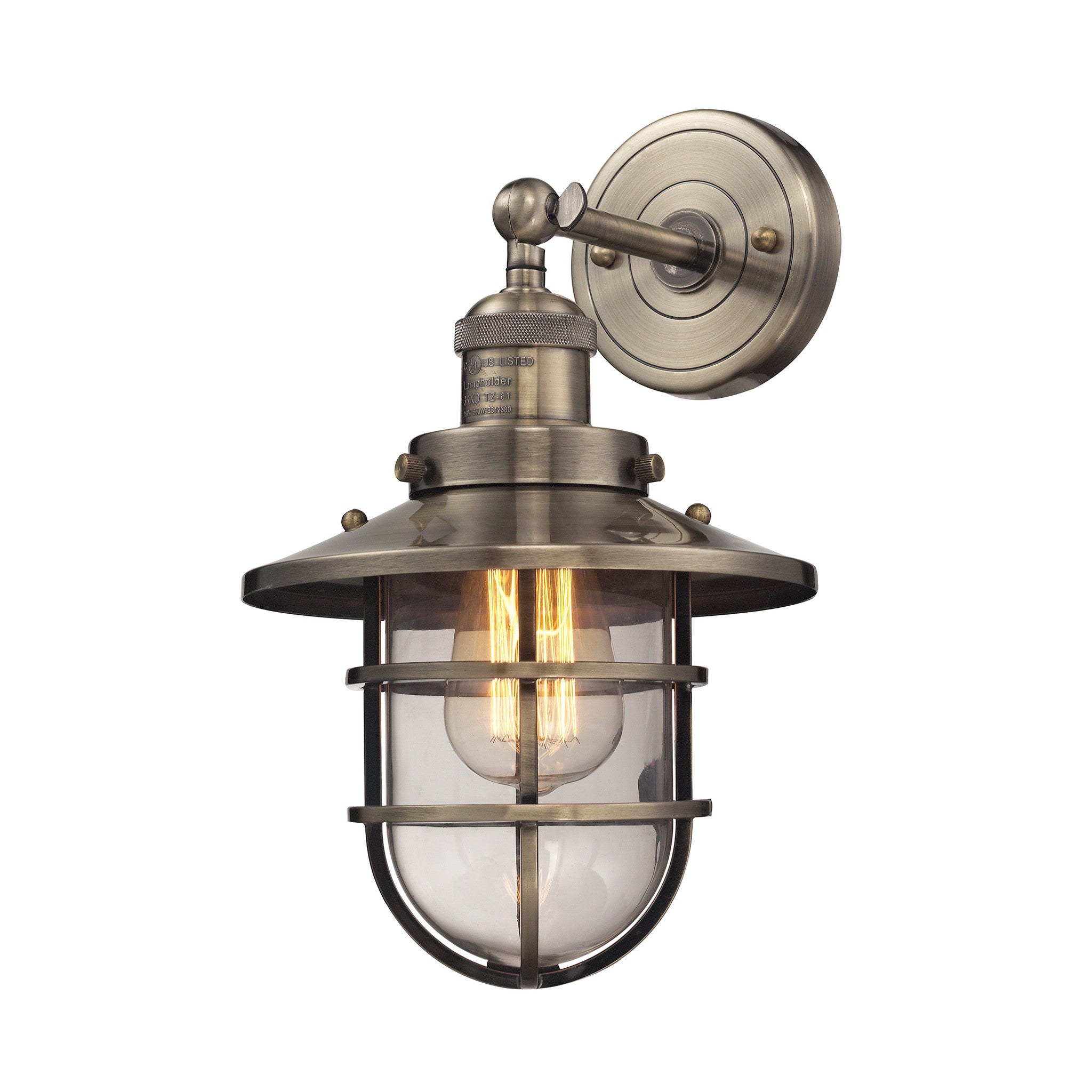 Seaport Wall Sconce - Nautical Coastal Lighting Fixture for Living Room, Bedroom & Hallway | Rustic Marine Decor Indoor Wall Light