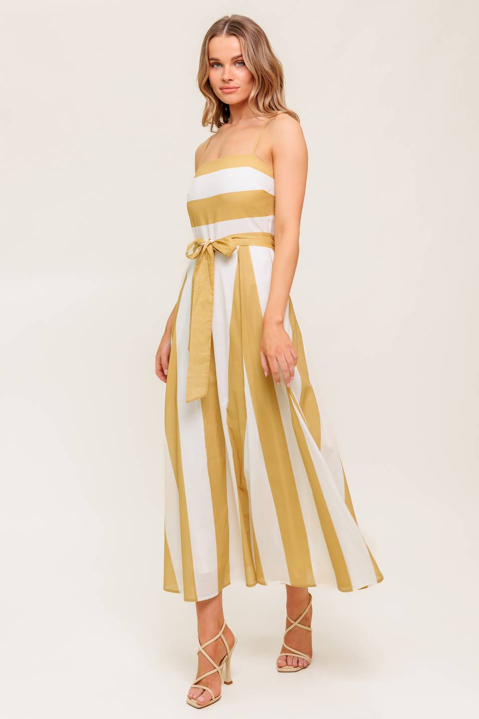 Desert Sands Taupe Midi Dress - Elegant Casual & Party Wear for Women | Perfect for Weddings, Office & Evening Events