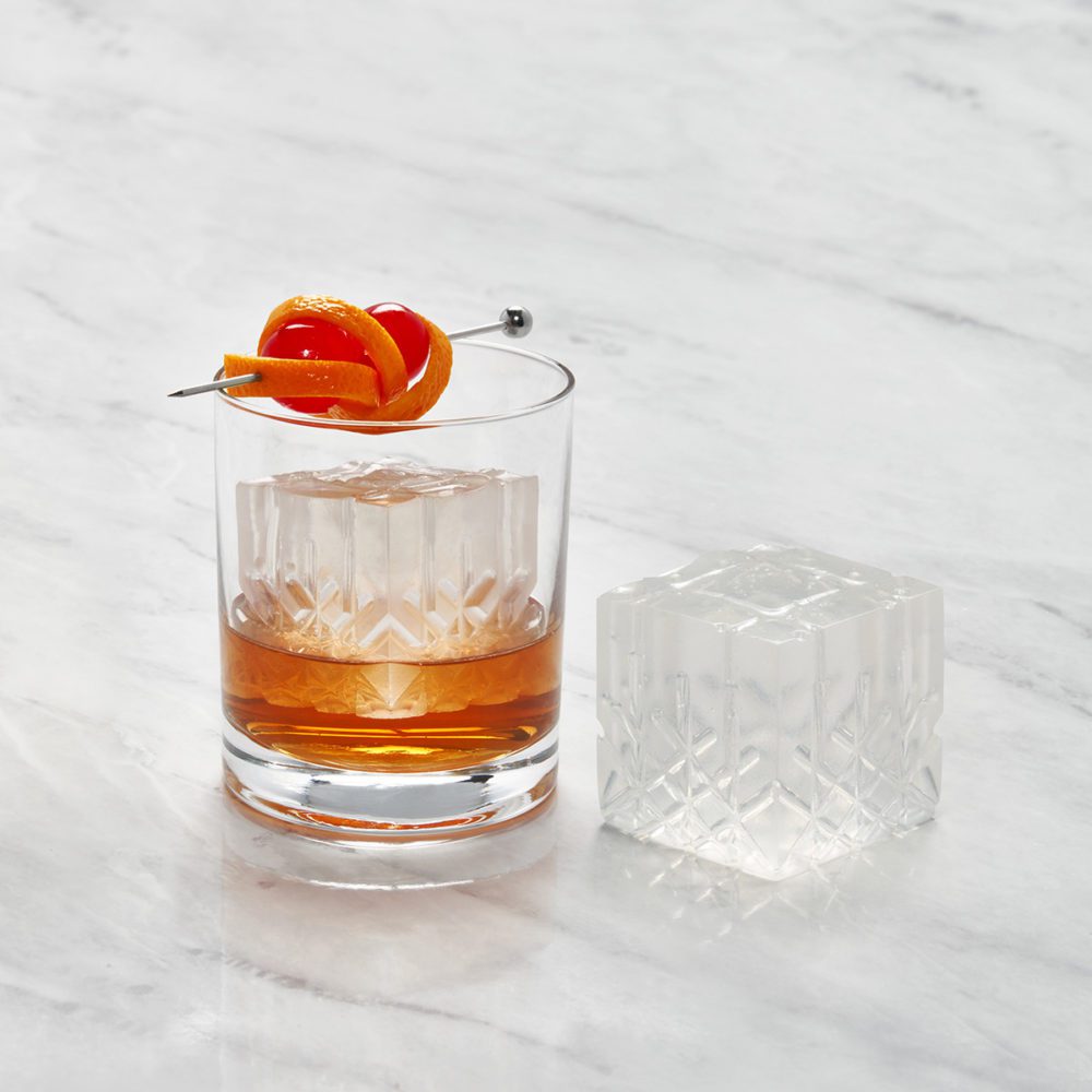 Premium W&P PEAK Cocktail Ice Tray - Charcoal Etched Cube Mold for Whiskey, Bourbon & Cocktails | Perfect for Home Bars & Entertaining