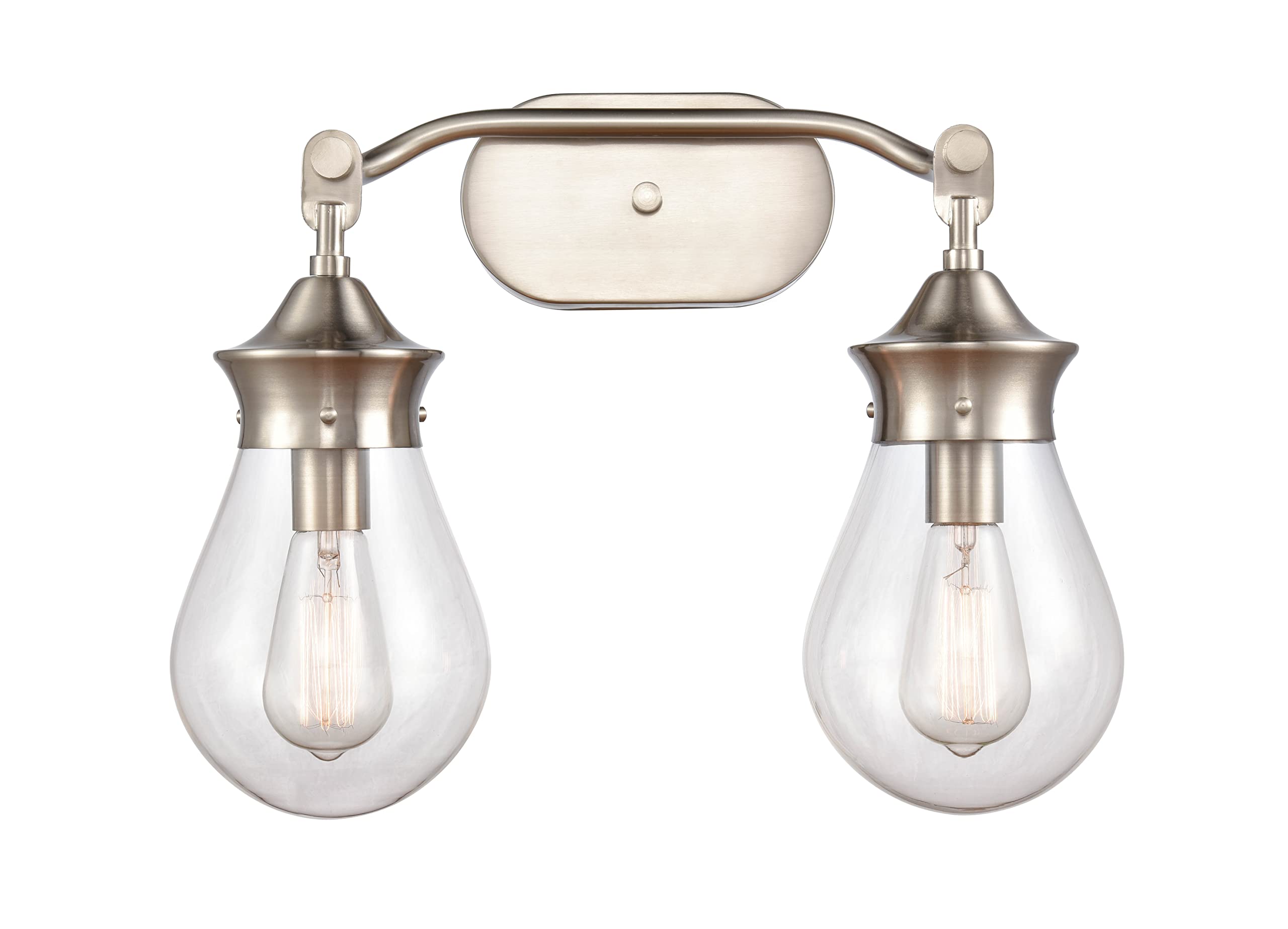 414-2W-SN-6CL-LED Bare Bulb 1 Light Cord Set in Satin Nickel Finish - Vintage Edison Style Lighting for Home Decor, Cafe, Restaurant & Retail Spaces
