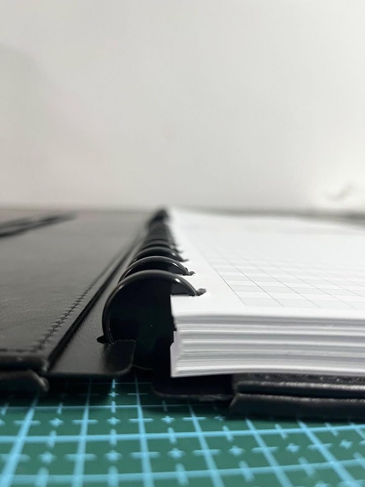 Refillable Discbound Notebook Classic Size 7x9.25 Inches - 75 Sheet Narrow Ruled PU Leather Vegan Planner for Office, School & Journaling (Black)