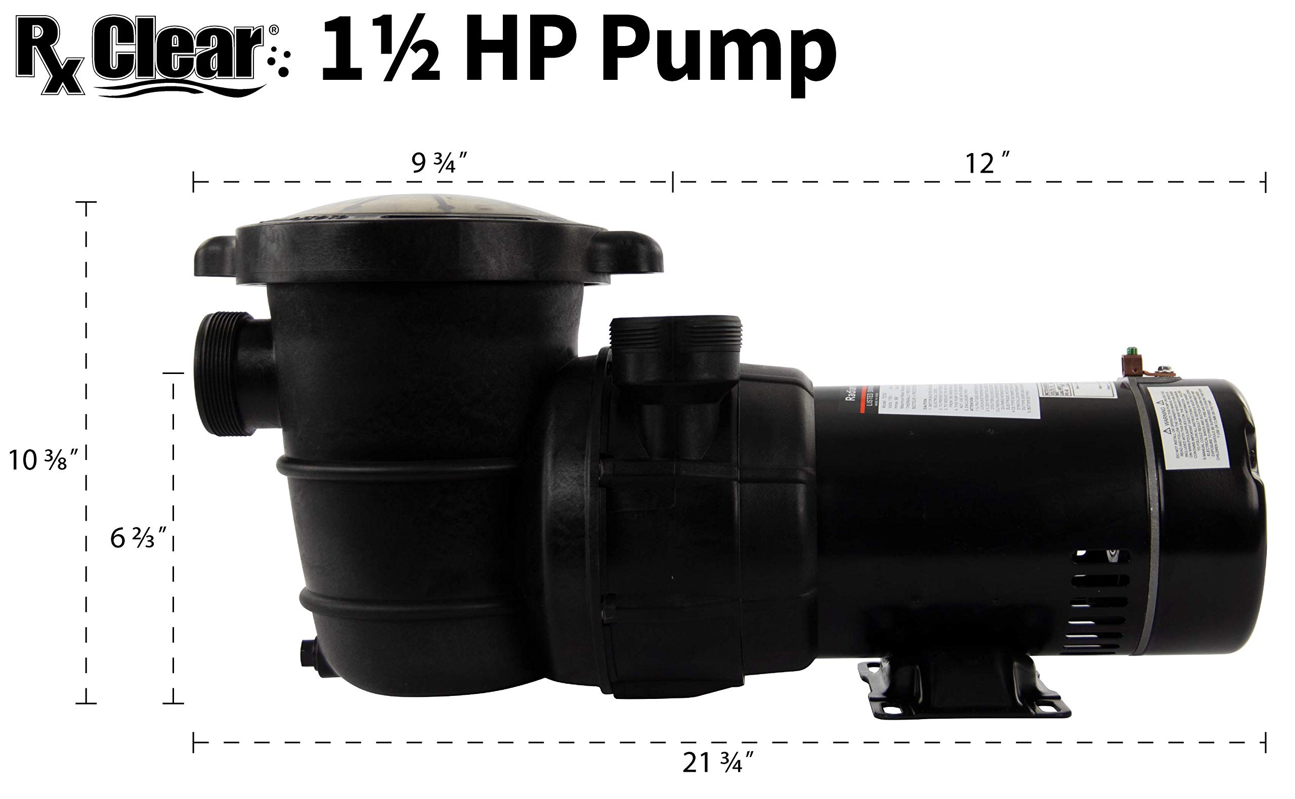 Rx Clear Extreme Force High Performance 1.5 HP Dual Speed Pool Pump for Above Ground Swimming Pools | 115V 9 Amps | Energy Efficient | 6-Foot Cord Included | Perfect for Backyard Pool Maintenance & Water Circulation