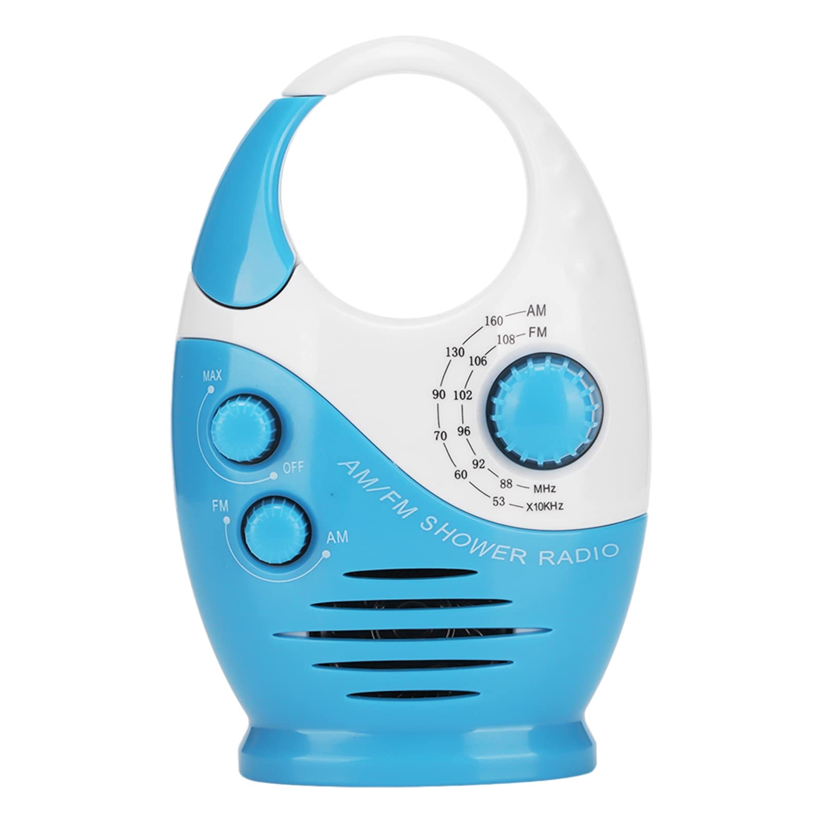 AM FM Portable Radio with Hook - Waterproof Shower Speaker, Battery Operated Analog Radio with Headphone Jack | Perfect for Bathroom, Camping & Elderly Use