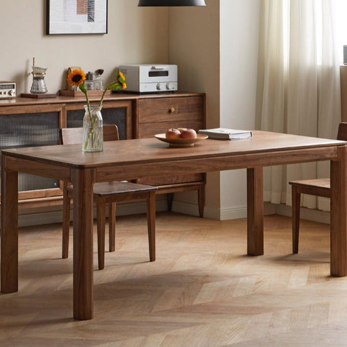 Premium Solid Wood Dining Table - Black Walnut, Ash & Red Oak - Large Farmhouse Style Table for Family Gatherings & Dinner Parties