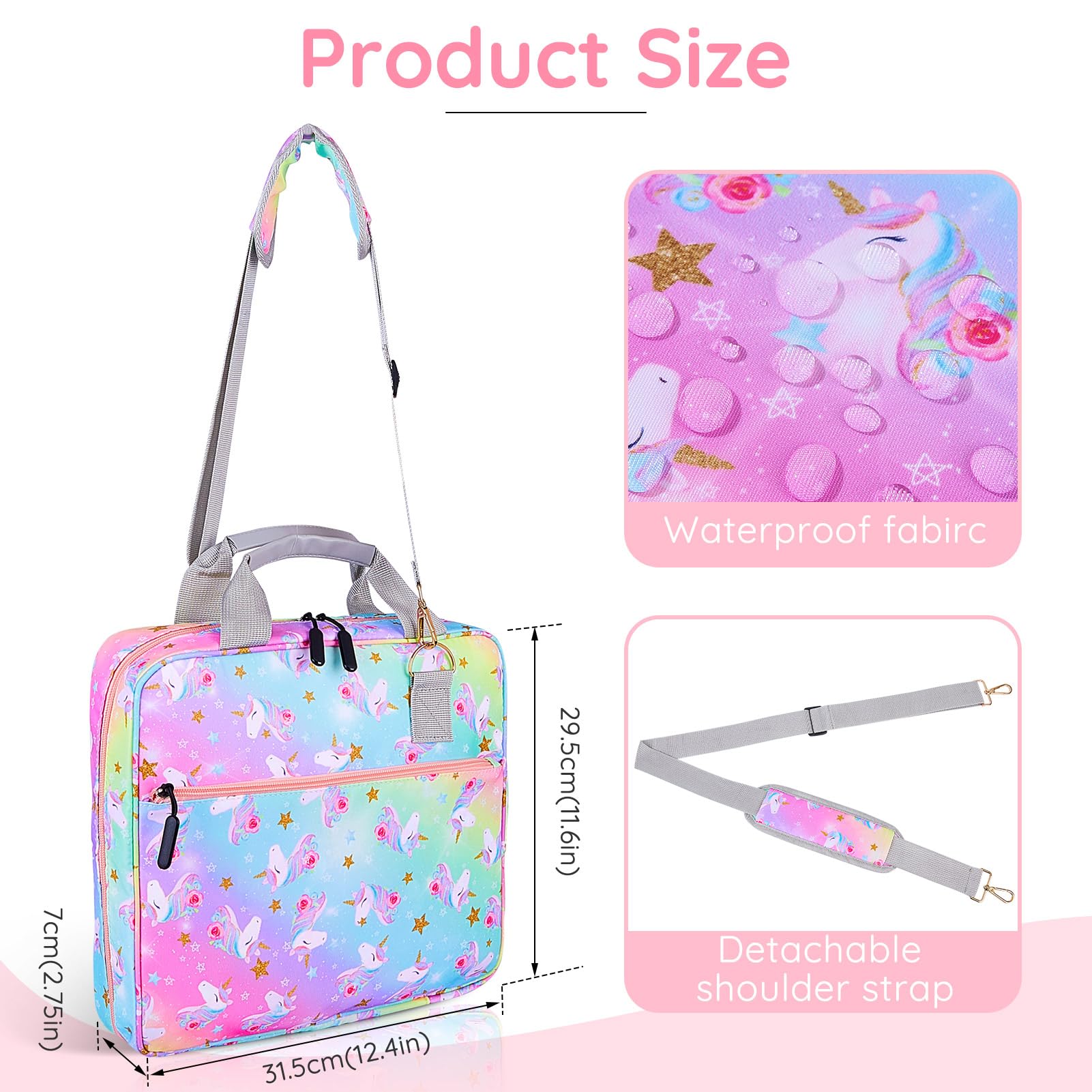 Durable 2 Inch 3-Ring Zipper Binder with Shoulder Strap - 500 Sheet Capacity School Organizer with Multiple Pockets & Handle - Perfect for Middle School Students, College Note Taking & Office Document Storage