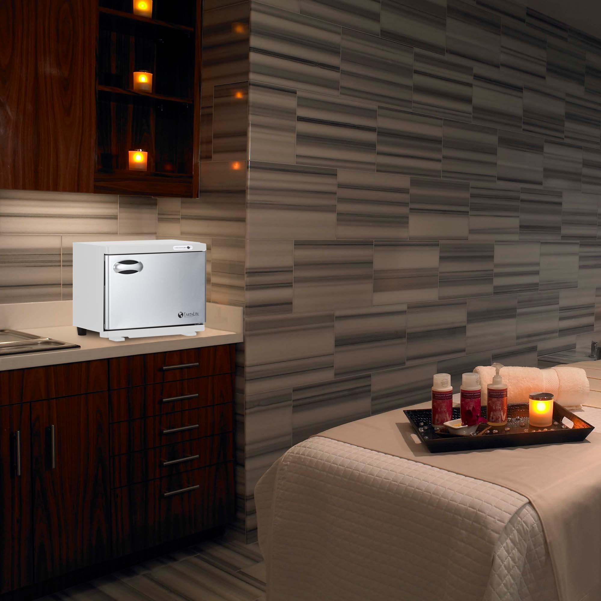 EARTHLITE Dual Hot Towel Warmer Cabinet - Professional Spa & Salon Equipment for Steam Towels, Perfect for Massage Therapy, Facial Treatments & Home Relaxation