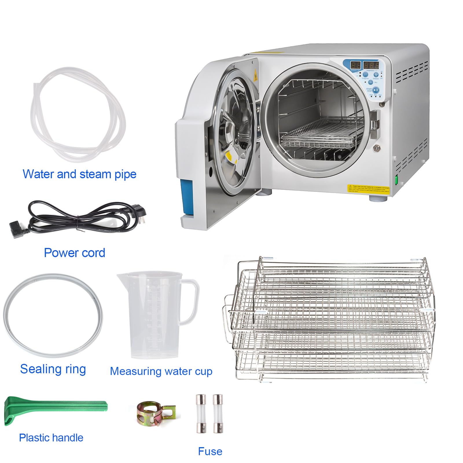 BONEW 23L Dental Autoclave Sterilizer - High Pressure Steam Sterilization with Digital Display, Dry Function & Overheat Protection - Stainless Steel Medical Equipment for Dental Clinics, Hospitals & Laboratories