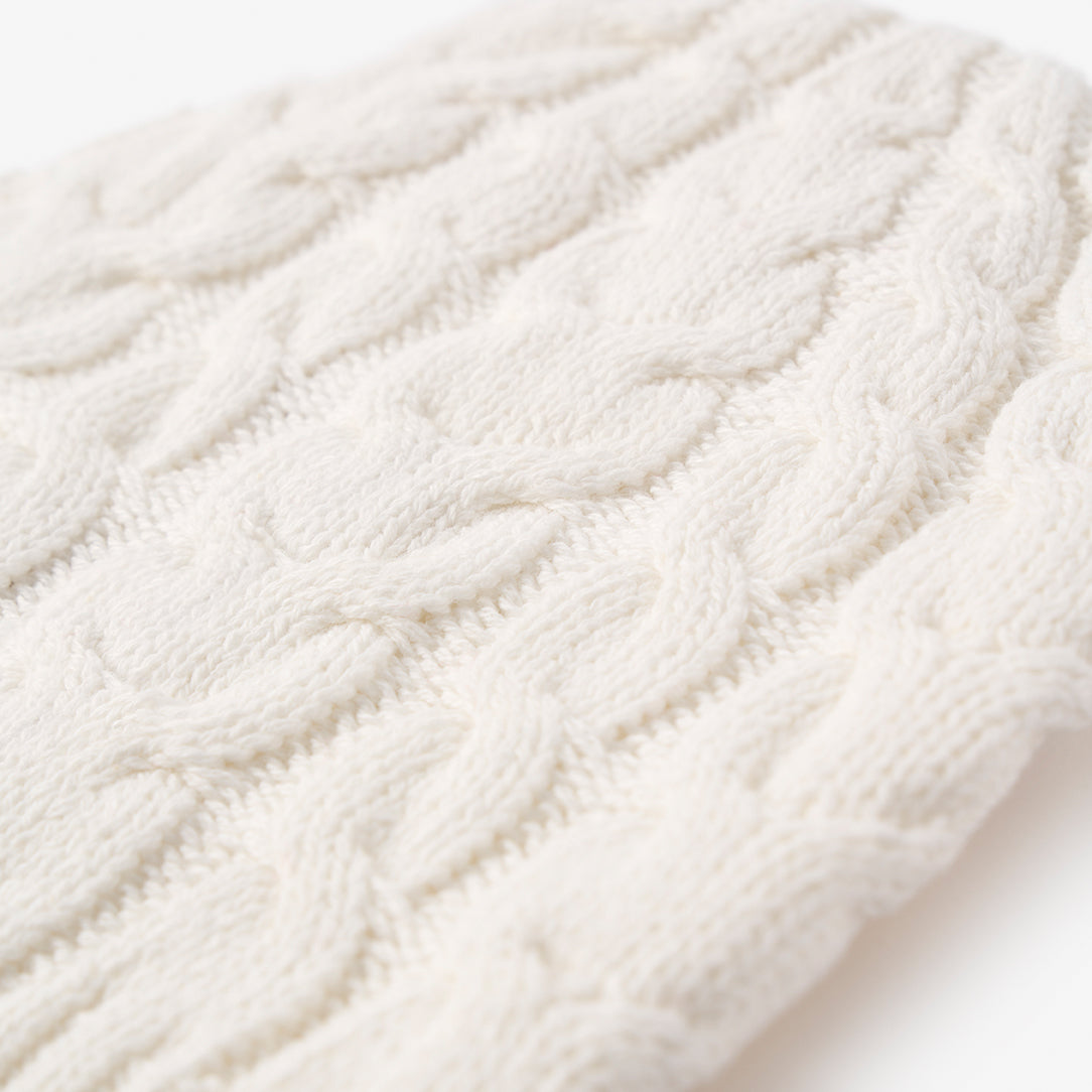 Whisper White Horseshoe Cable Knit Baby Hat - Soft & Warm Newborn Beanie for Boys & Girls - Perfect for Winter, Photoshoots & Special Occasions