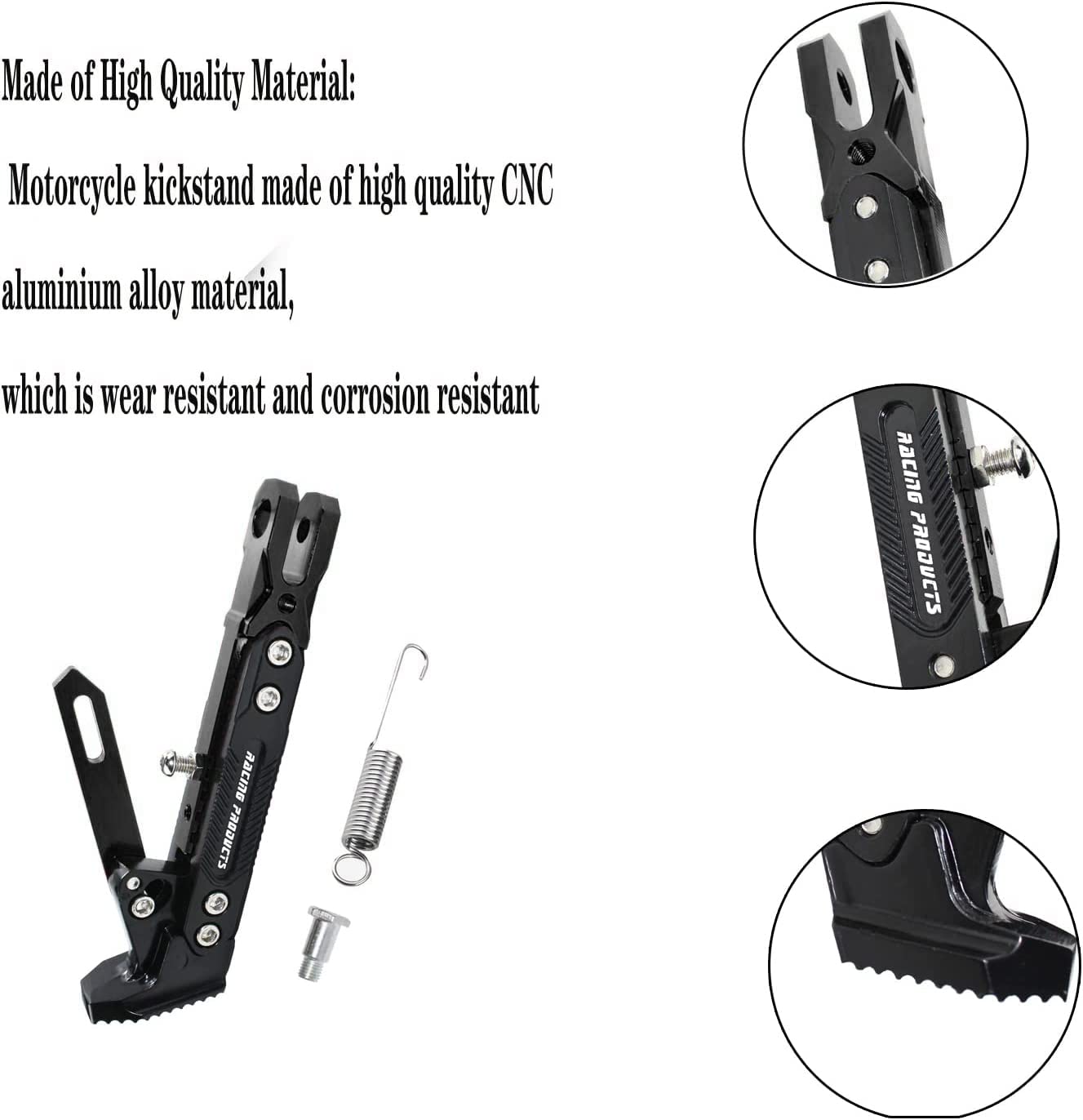 Universal Motorcycle Kickstand - CNC Aluminum Alloy Adjustable Side Stand for Scooters, Pit Bikes & Motocross | Durable Foot Support for Parking & Maintenance