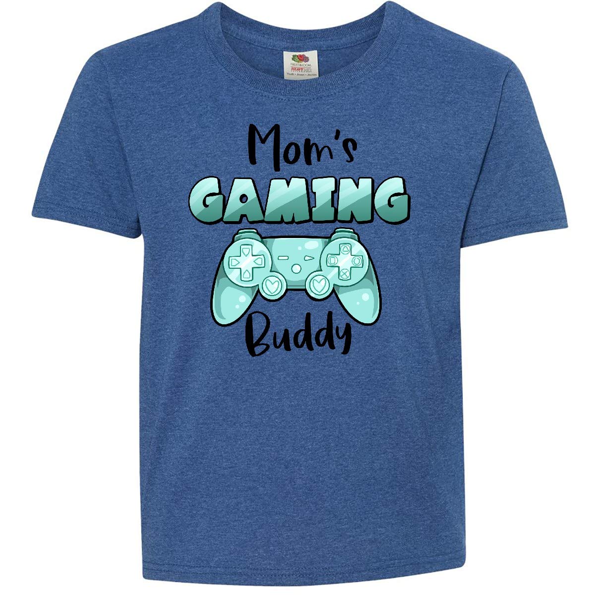 Inktastic Mom's Gaming Buddy Aqua Controller Youth T-Shirt - Comfortable Gamer Mom Gift for Kids, Birthday & Mother's Day