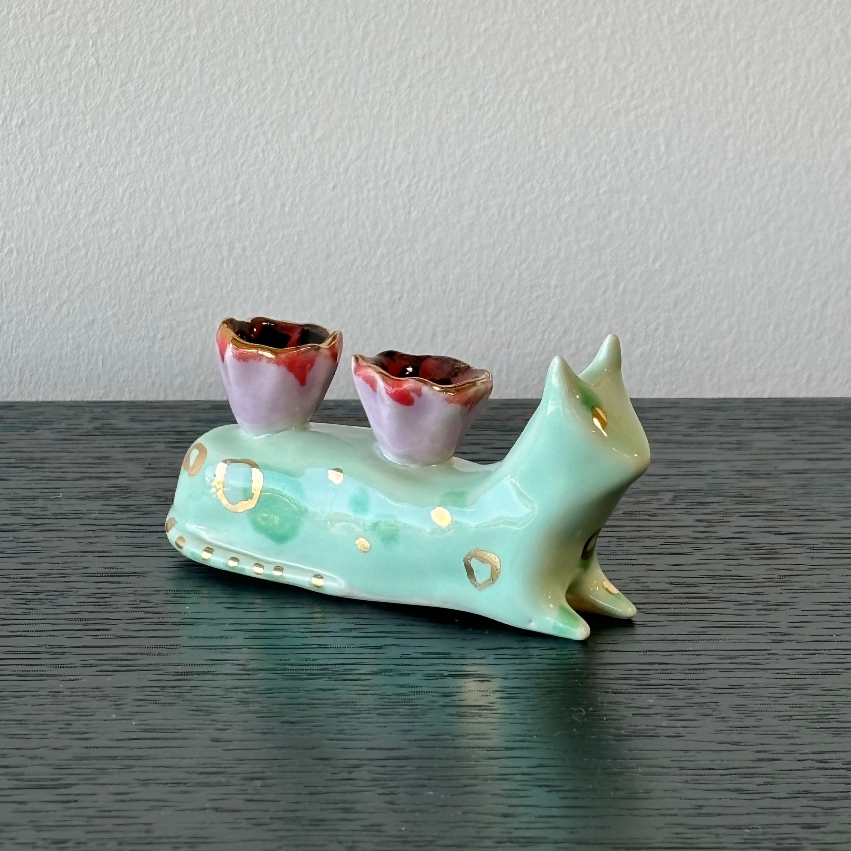 Long Sitting Cat Candle Holder - Decorative Candle Stand for 2 Candles - Perfect for Home Decor, Table Centerpiece, and Relaxing Ambiance
