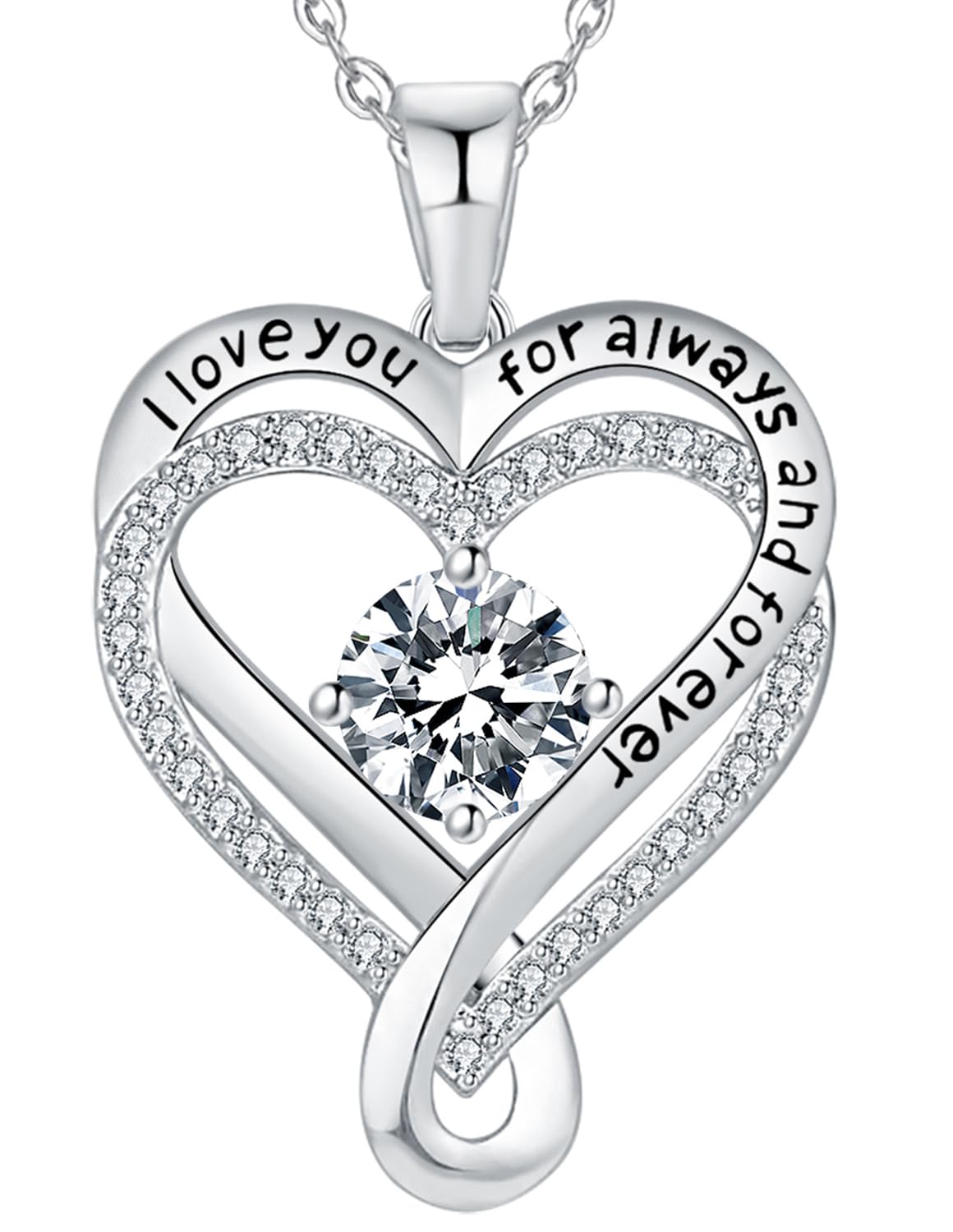 Infinity Heart Birthstone Necklace for Women - I Love You Sterling Silver Jewelry Gift for Wife, Girlfriend, Mom, Daughter - Anniversary, Birthday Present - Perfect for Romantic Occasions & Special Celebrations