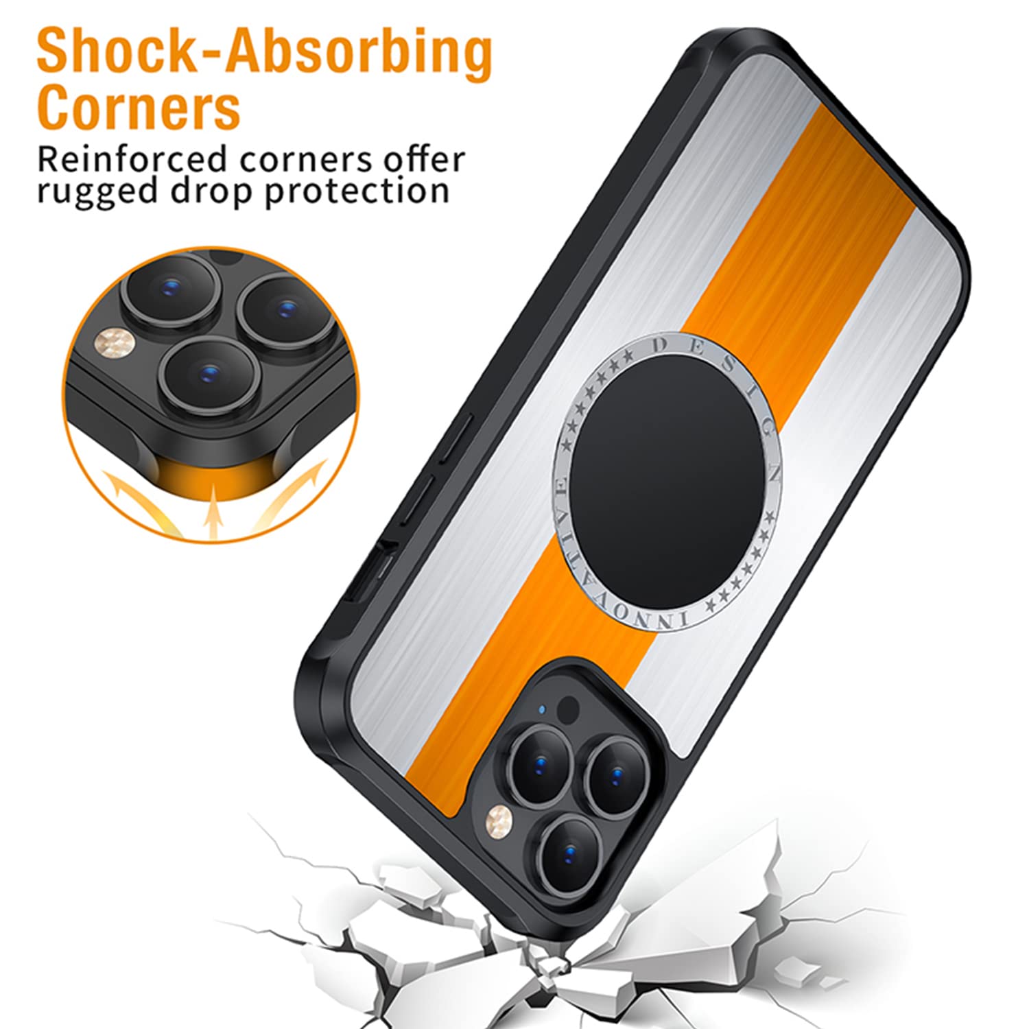 Omio Magnetic Case for iPhone 13 Pro Max - Military Grade Protection with Aluminum Alloy & Soft Silicone Edge | MagSafe Compatible Shockproof Cover | Perfect for Work, Travel & Outdoor Activities