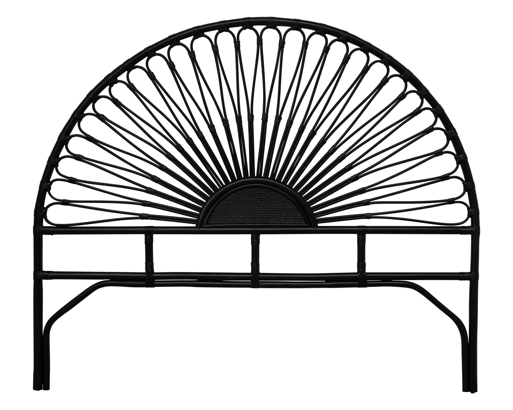 Creative Co-Op Black Rattan Queen Size Headboard - Elegant Woven Rattan Bed Frame Headboard for Bedroom Decor, Boho Chic Style, Perfect for Master Bedroom, Guest Room, and Hotel Decor