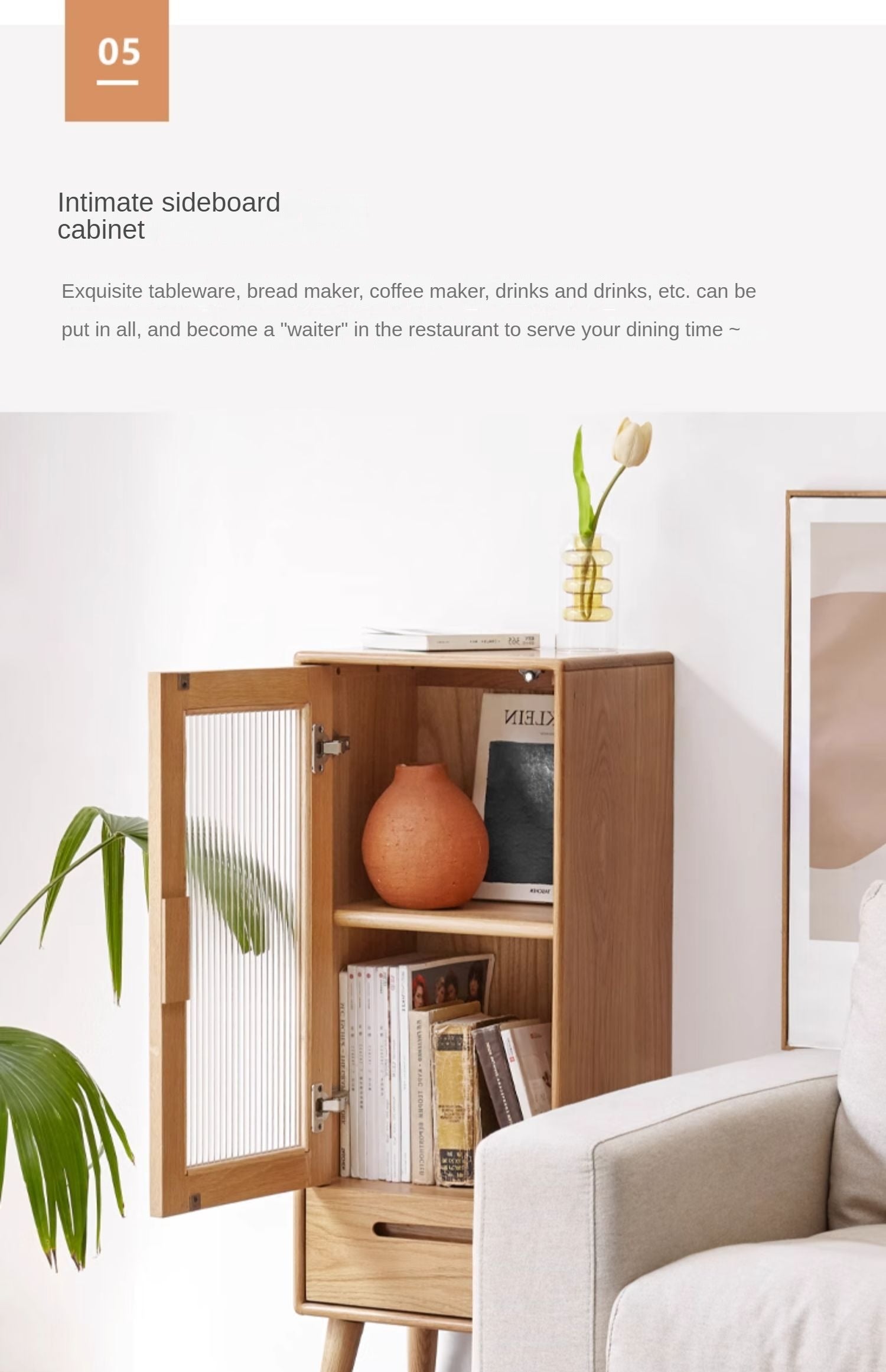 Solid Oak Wood TV Stand with Glass Doors - Stylish High Side Cabinet for Living Room, Bedroom, or Home Theater Storage